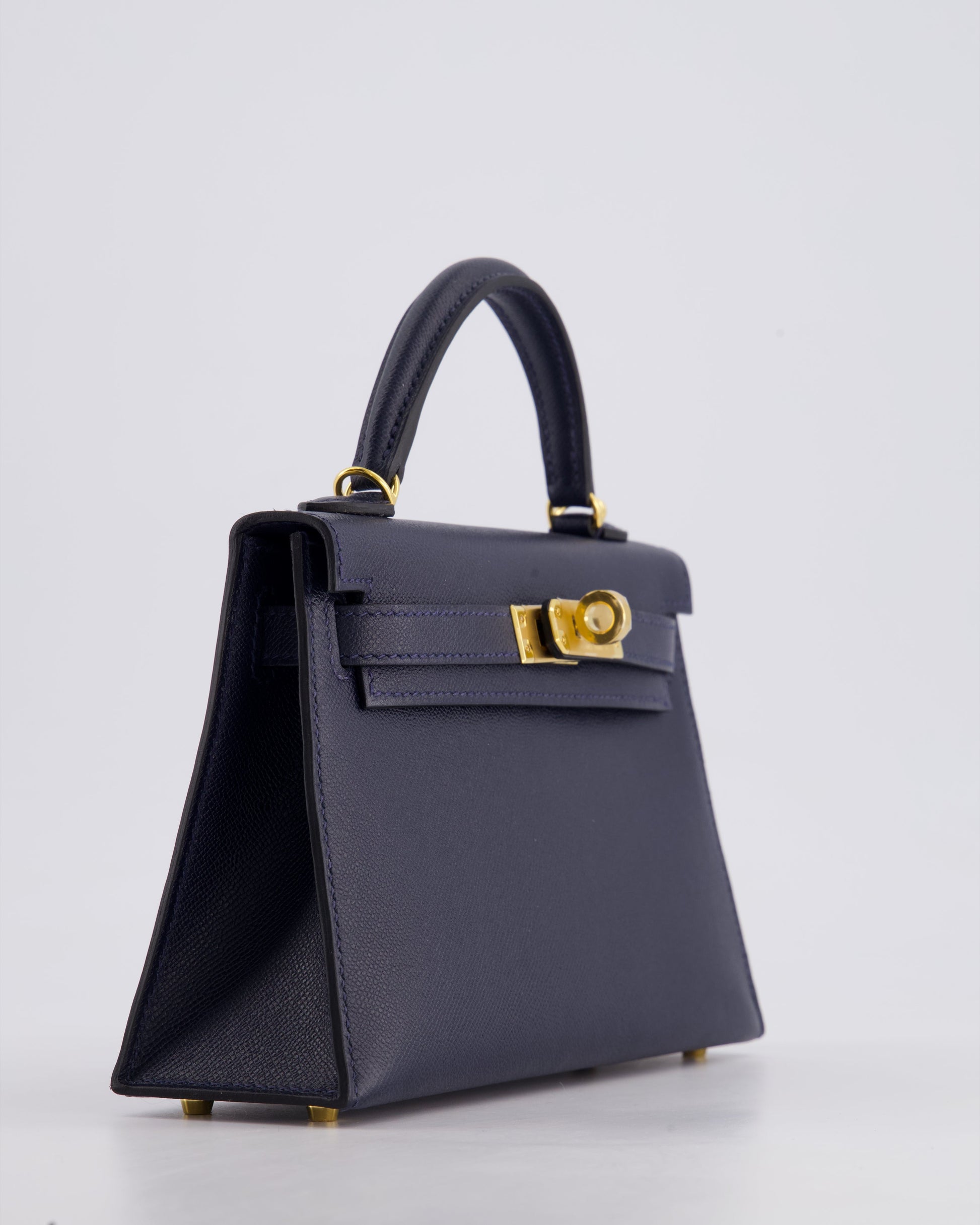 Hermes Mini Kelly II Bag 20cm in Bleu Nuit Madame Leather with Gold Hardware