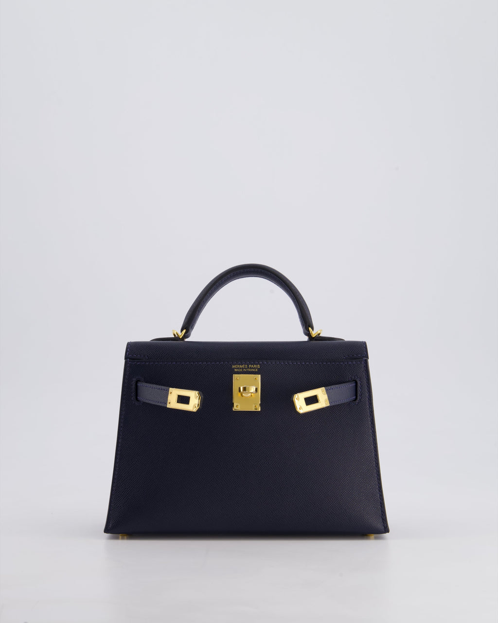 Hermes Mini Kelly II Bag 20cm in Bleu Nuit Madame Leather with Gold Hardware