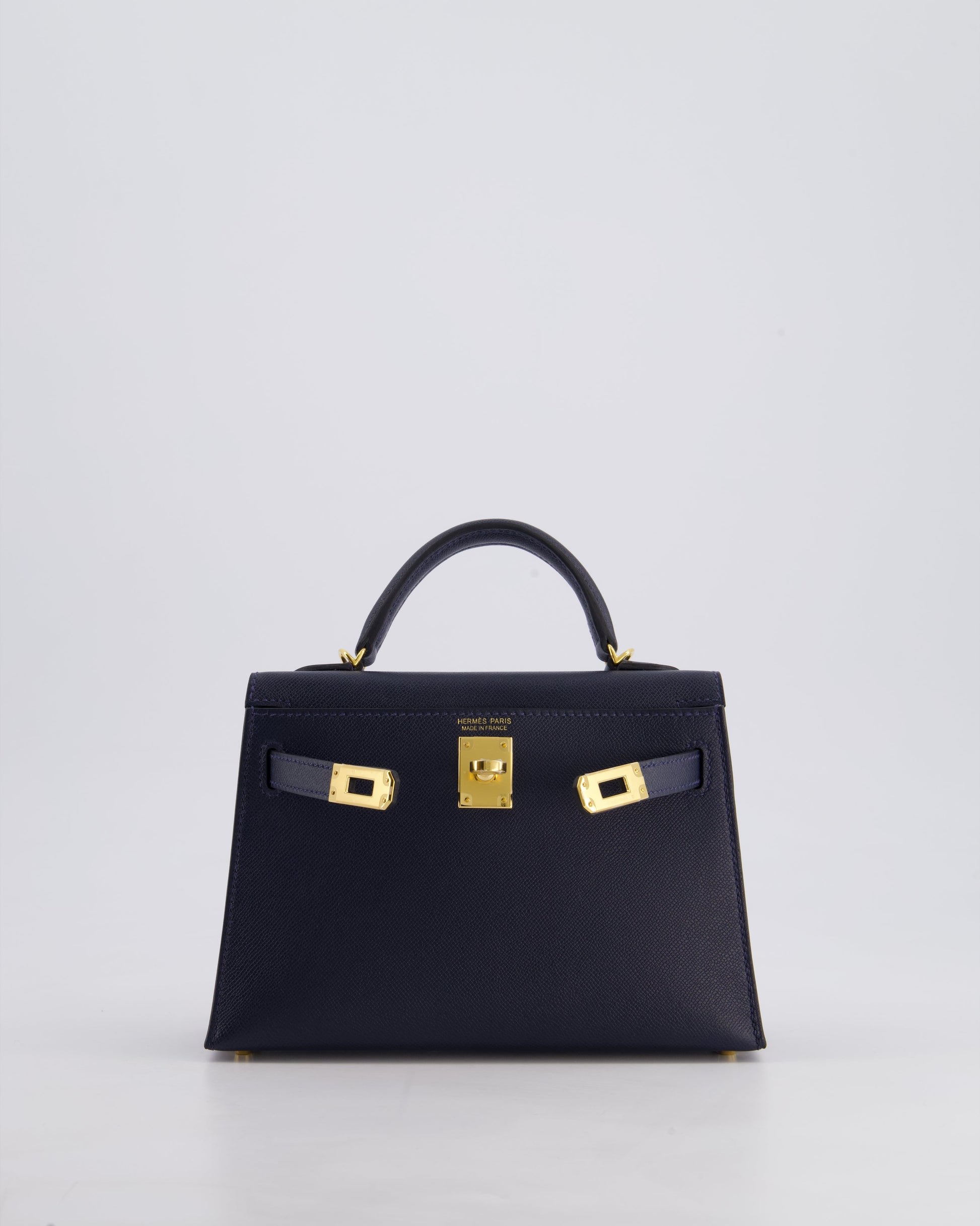 Hermes Mini Kelly II Bag 20cm in Bleu Nuit Madame Leather with Gold Hardware