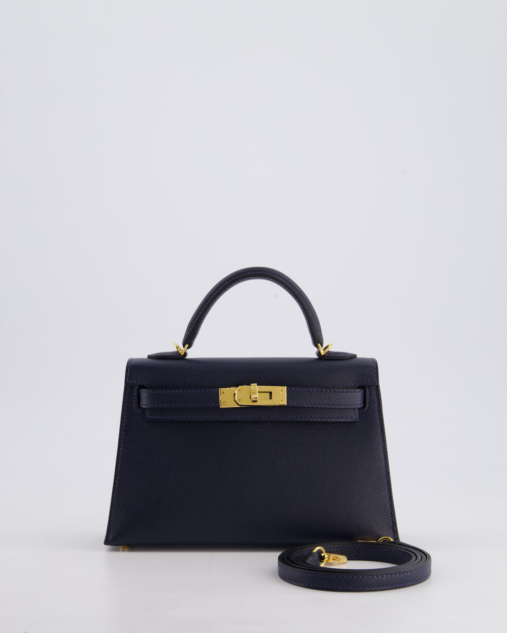 Hermes Mini Kelly II Bag 20cm in Bleu Nuit Madame Leather with Gold Hardware