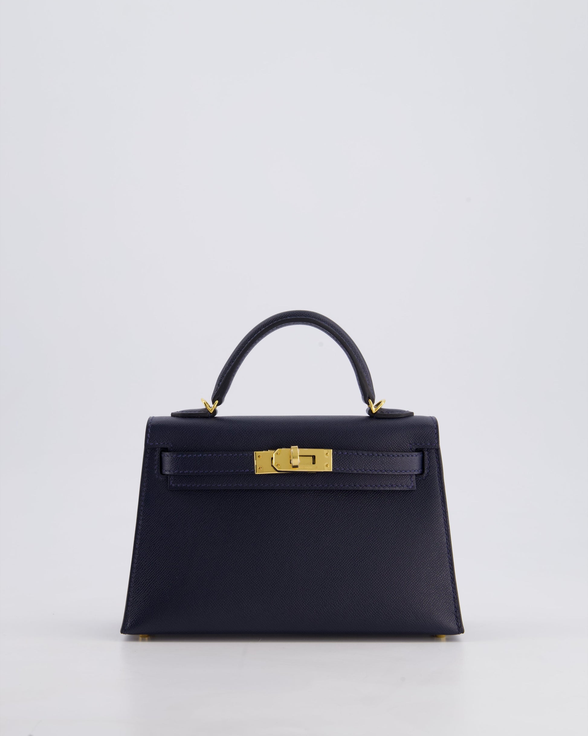 Hermes Mini Kelly II Bag 20cm in Bleu Nuit Madame Leather with Gold Hardware