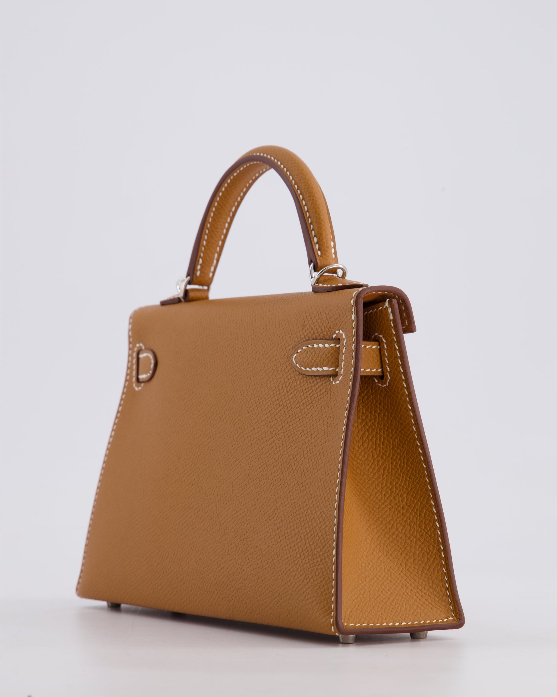 Hermes Mini Kelly II 20cm Bag in Gold Epsom Leather with Palladium Hardware