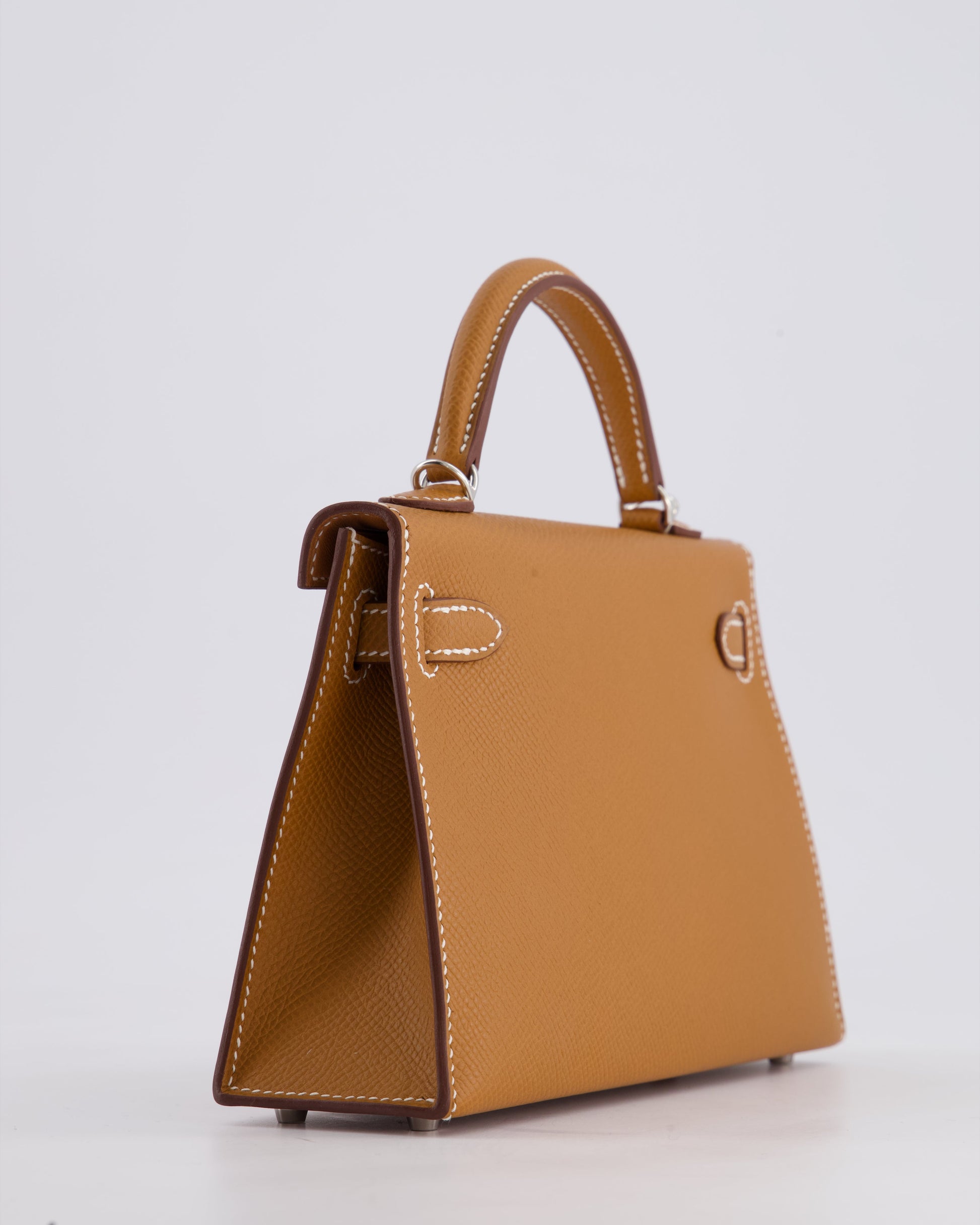 Hermes Mini Kelly II 20cm Bag in Gold Epsom Leather with Palladium Hardware