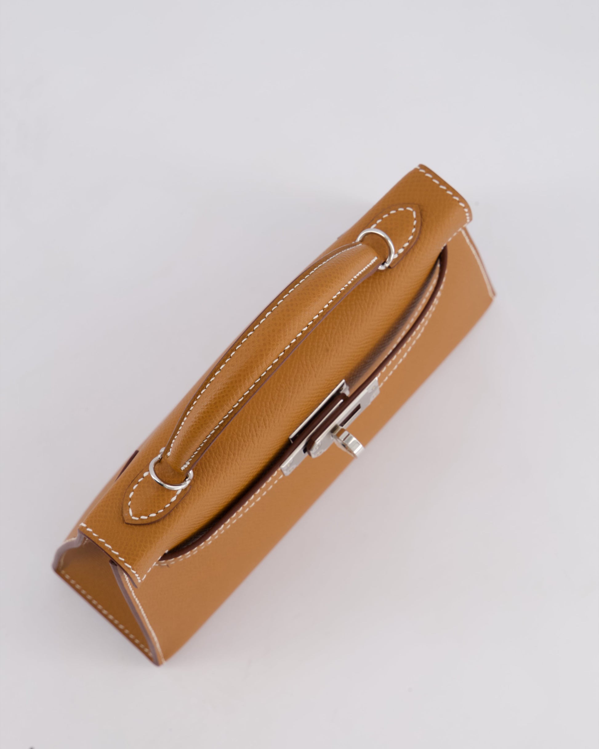 Hermes Mini Kelly II 20cm Bag in Gold Epsom Leather with Palladium Hardware