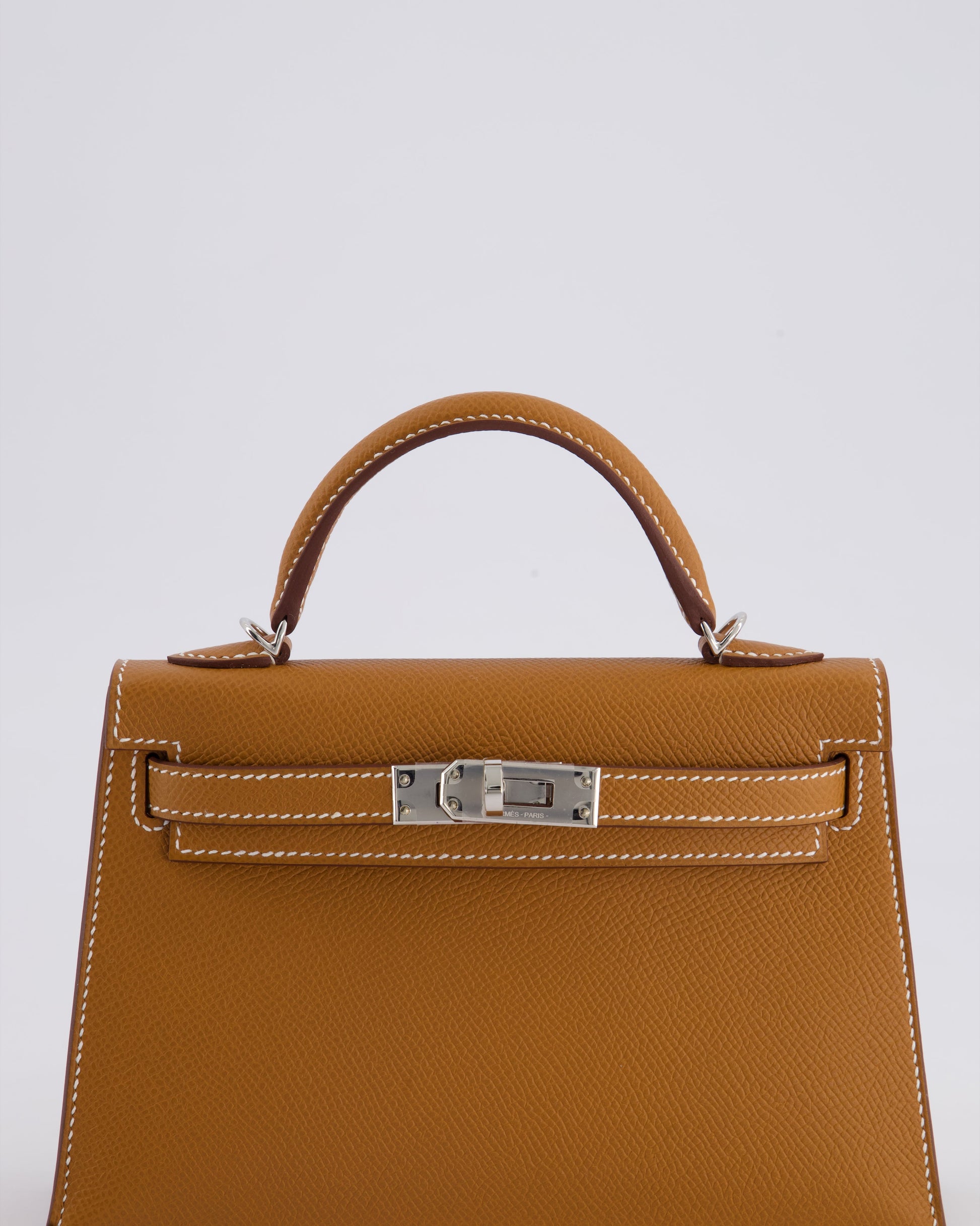 Hermes Mini Kelly II 20cm Bag in Gold Epsom Leather with Palladium Hardware