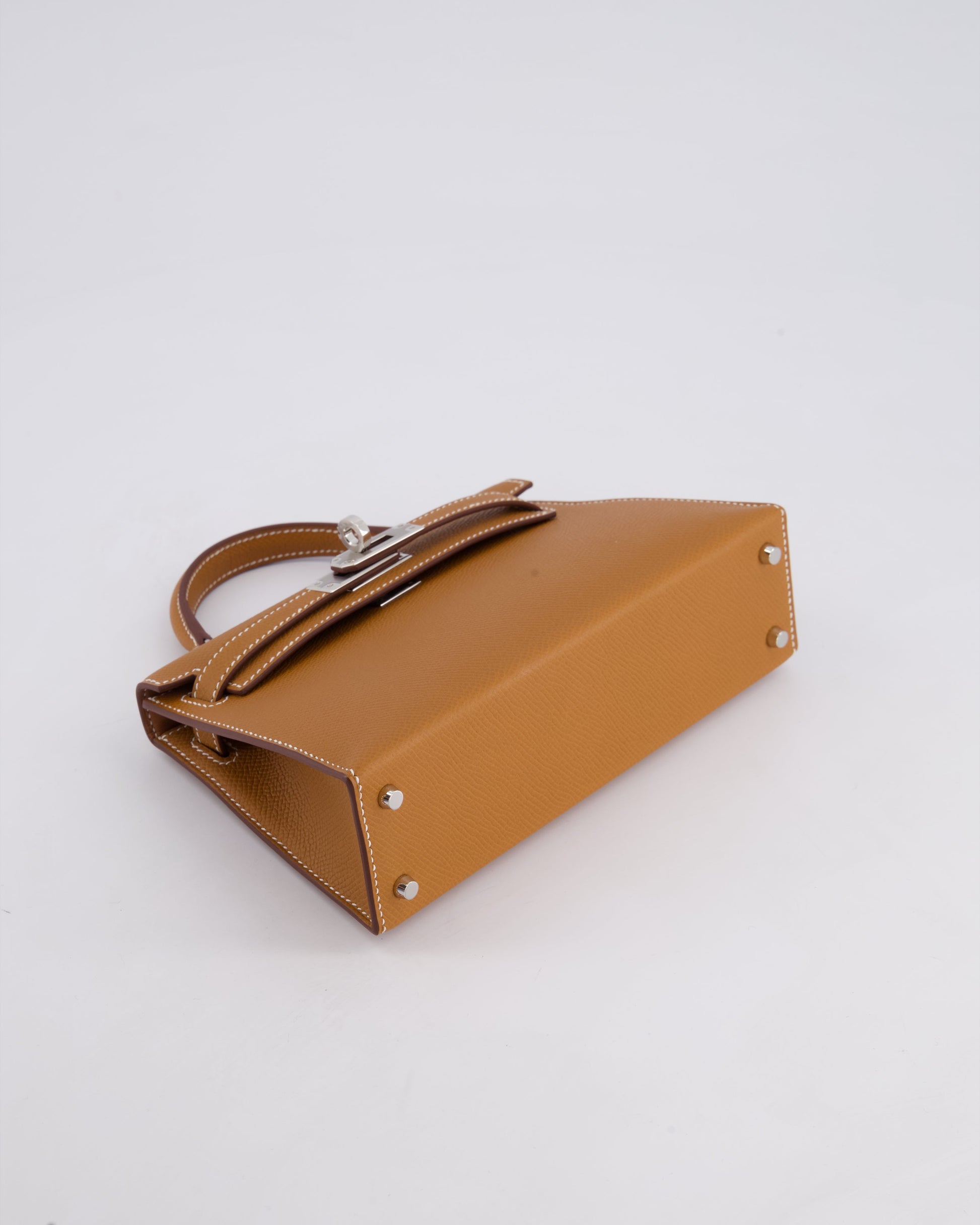 Hermes Mini Kelly II 20cm Bag in Gold Epsom Leather with Palladium Hardware