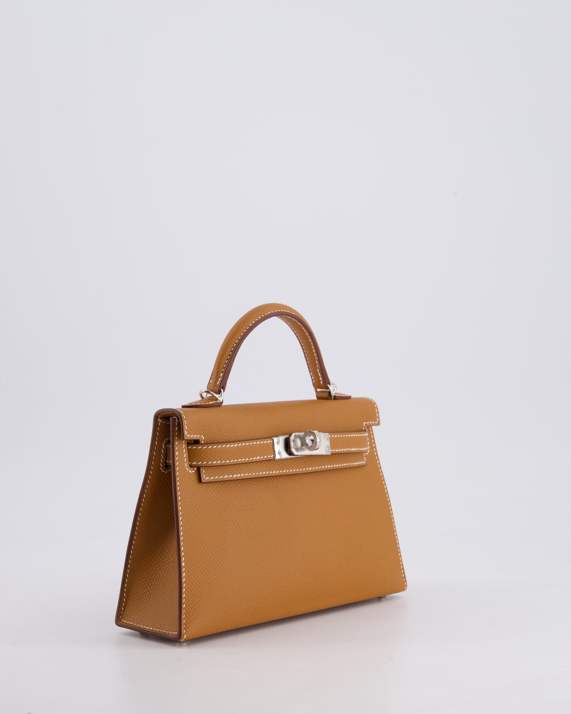 Hermes Mini Kelly II 20cm Bag in Gold Epsom Leather with Palladium Hardware