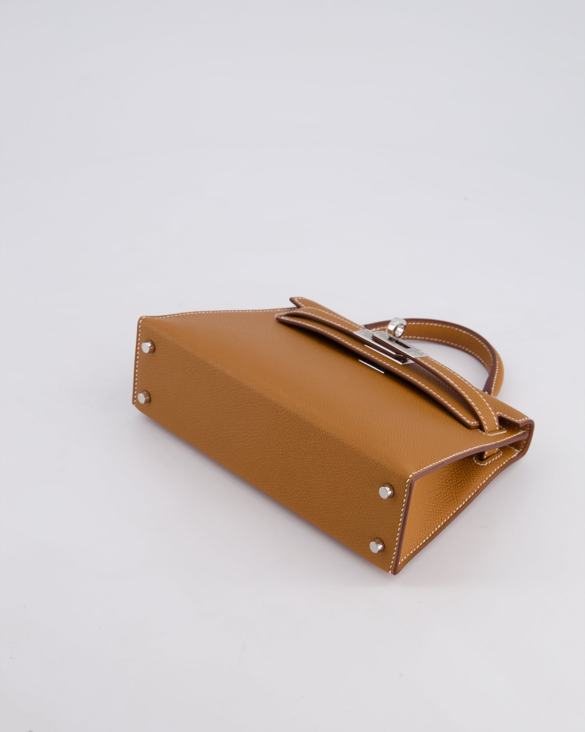 Hermes Mini Kelly II 20cm Bag in Gold Epsom Leather with Palladium Hardware