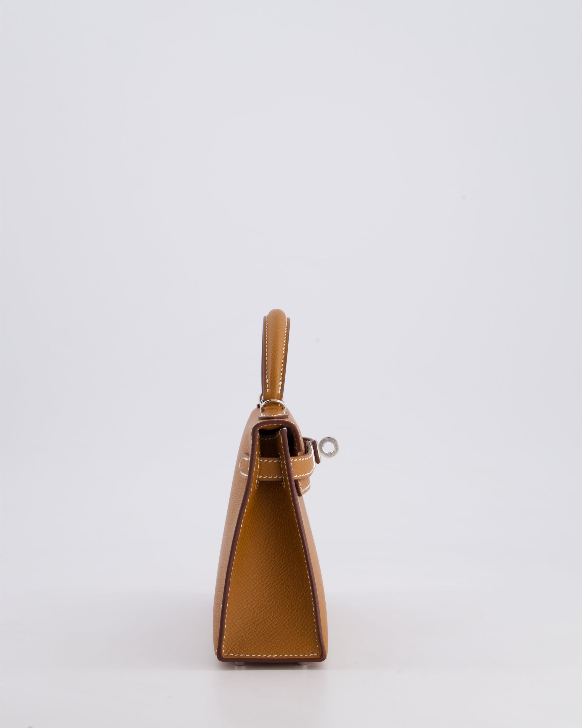 Hermes Mini Kelly II 20cm Bag in Gold Epsom Leather with Palladium Hardware