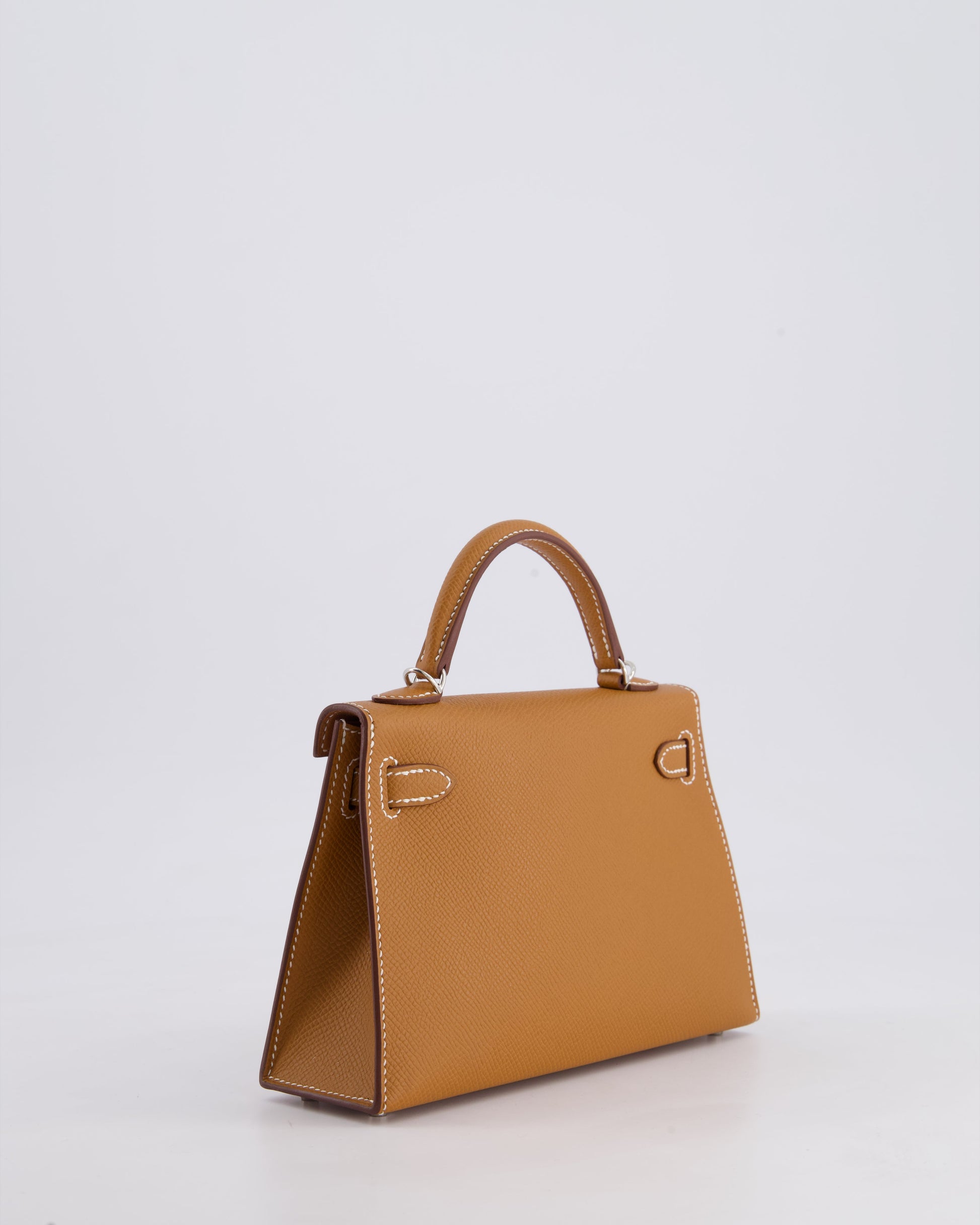 Hermes Mini Kelly II 20cm Bag in Gold Epsom Leather with Palladium Hardware