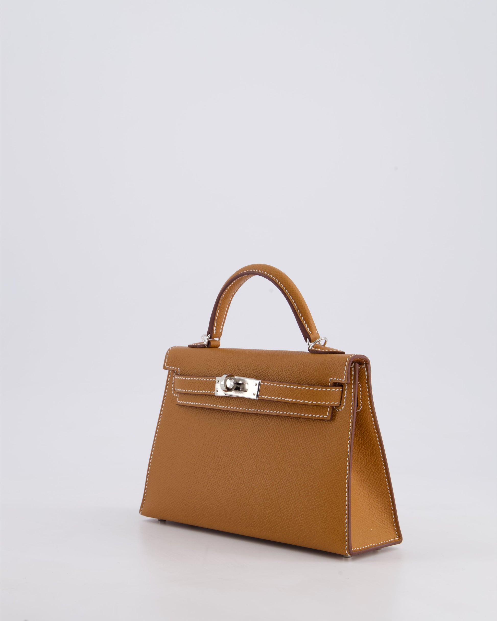 Hermes Mini Kelly II 20cm Bag in Gold Epsom Leather with Palladium Hardware