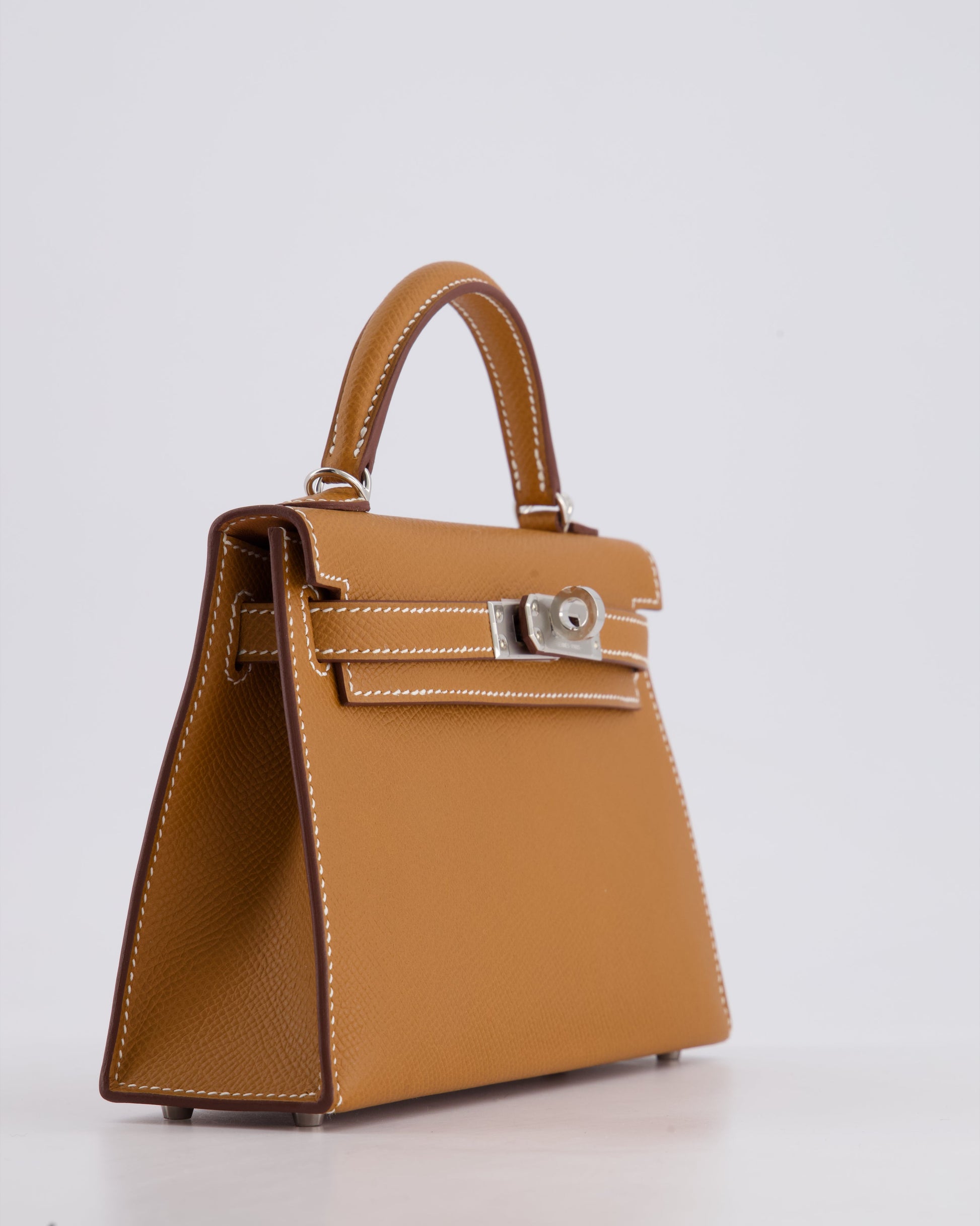 Hermes Mini Kelly II 20cm Bag in Gold Epsom Leather with Palladium Hardware