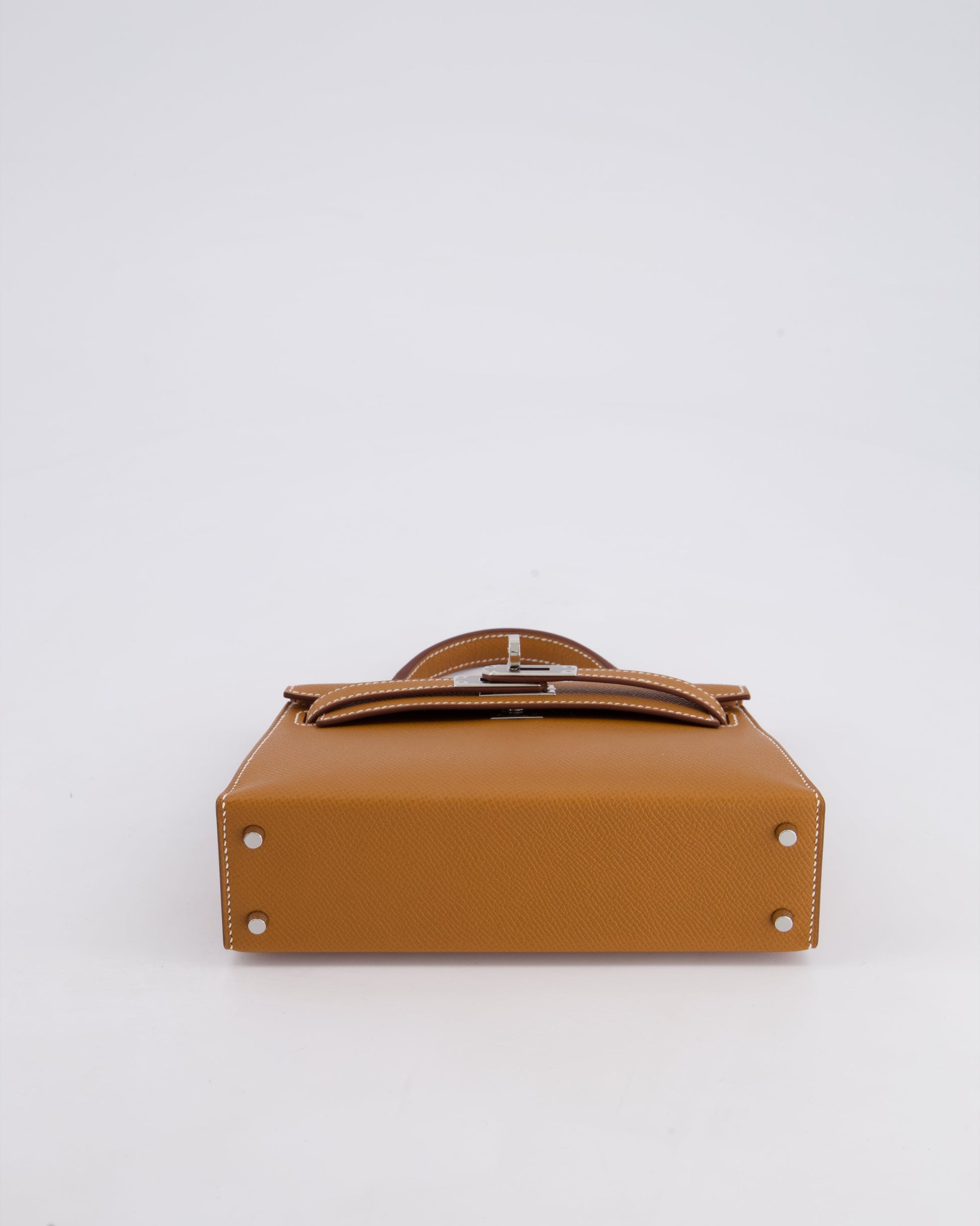 Hermes Mini Kelly II 20cm Bag in Gold Epsom Leather with Palladium Hardware
