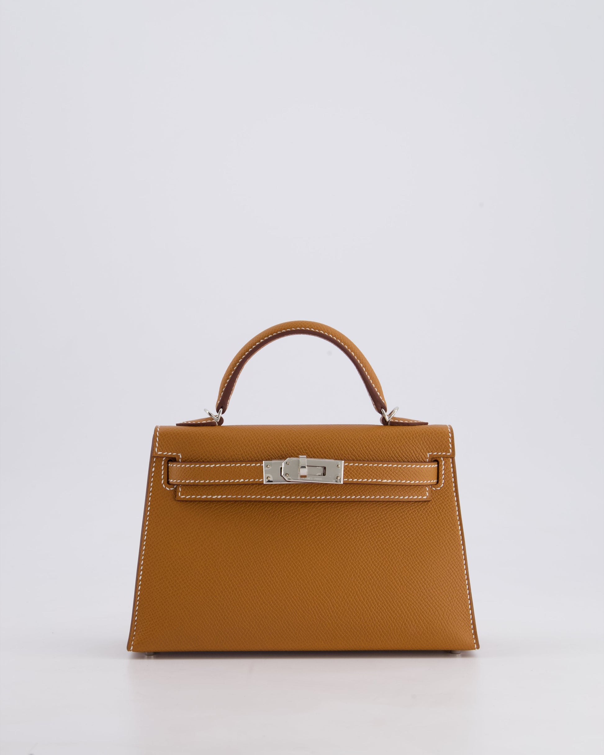 Hermes Mini Kelly II 20cm Bag in Gold Epsom Leather with Palladium Hardware