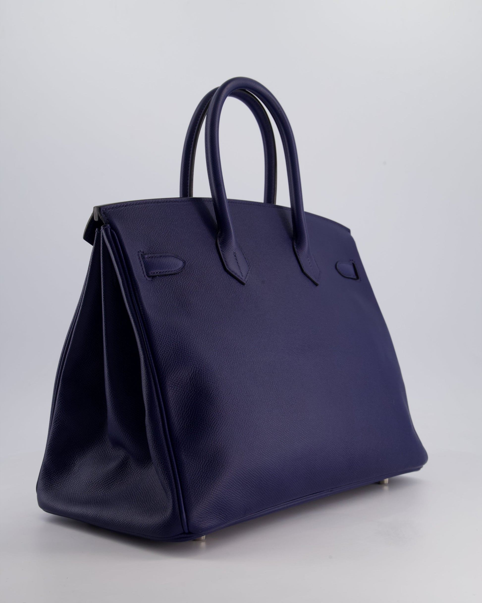 Hermes Birkin 35cm Retourne Bag in Bleu Saphir Epsom Leather with Palladium Hardware