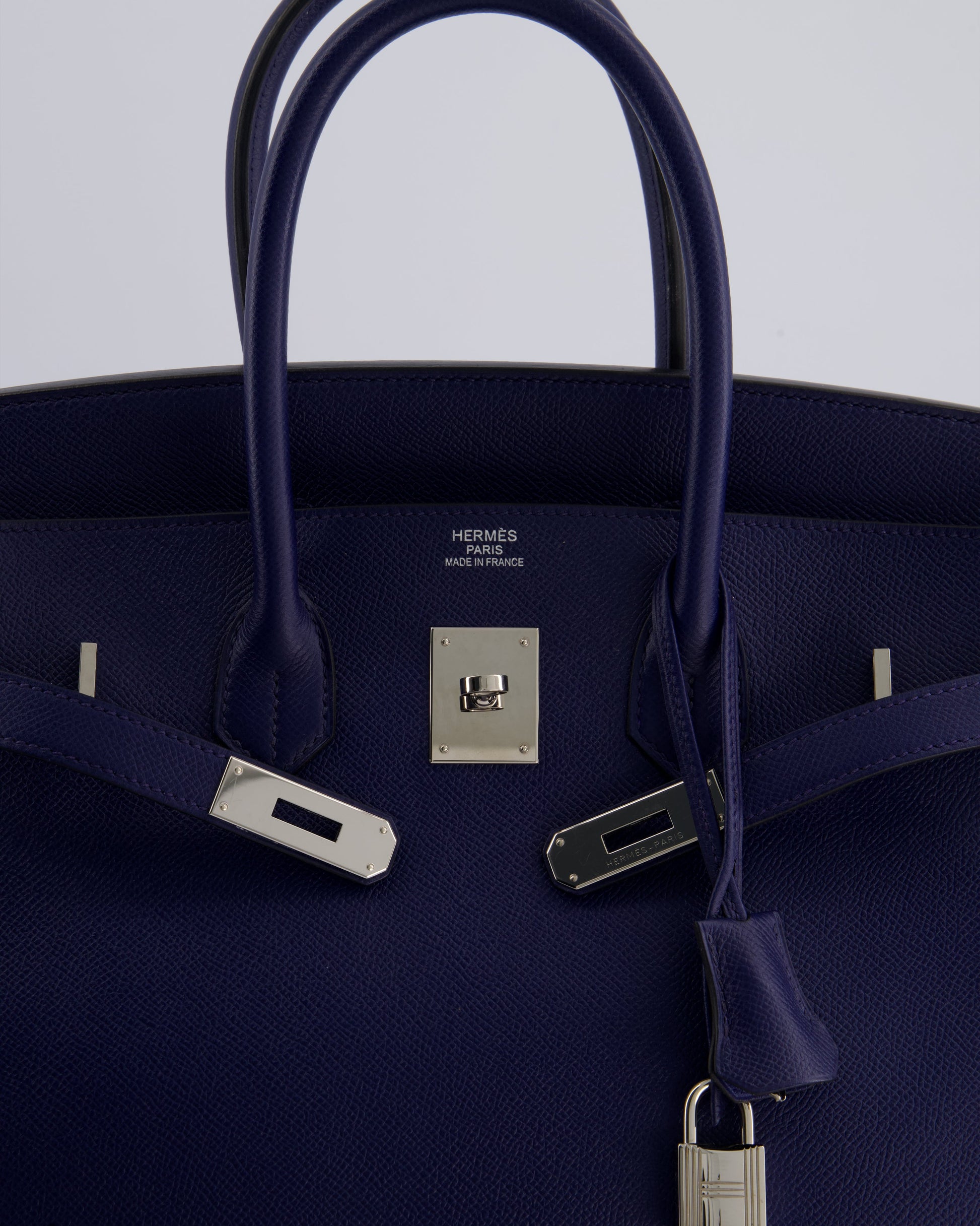 Hermes Birkin 35cm Retourne Bag in Bleu Saphir Epsom Leather with Palladium Hardware