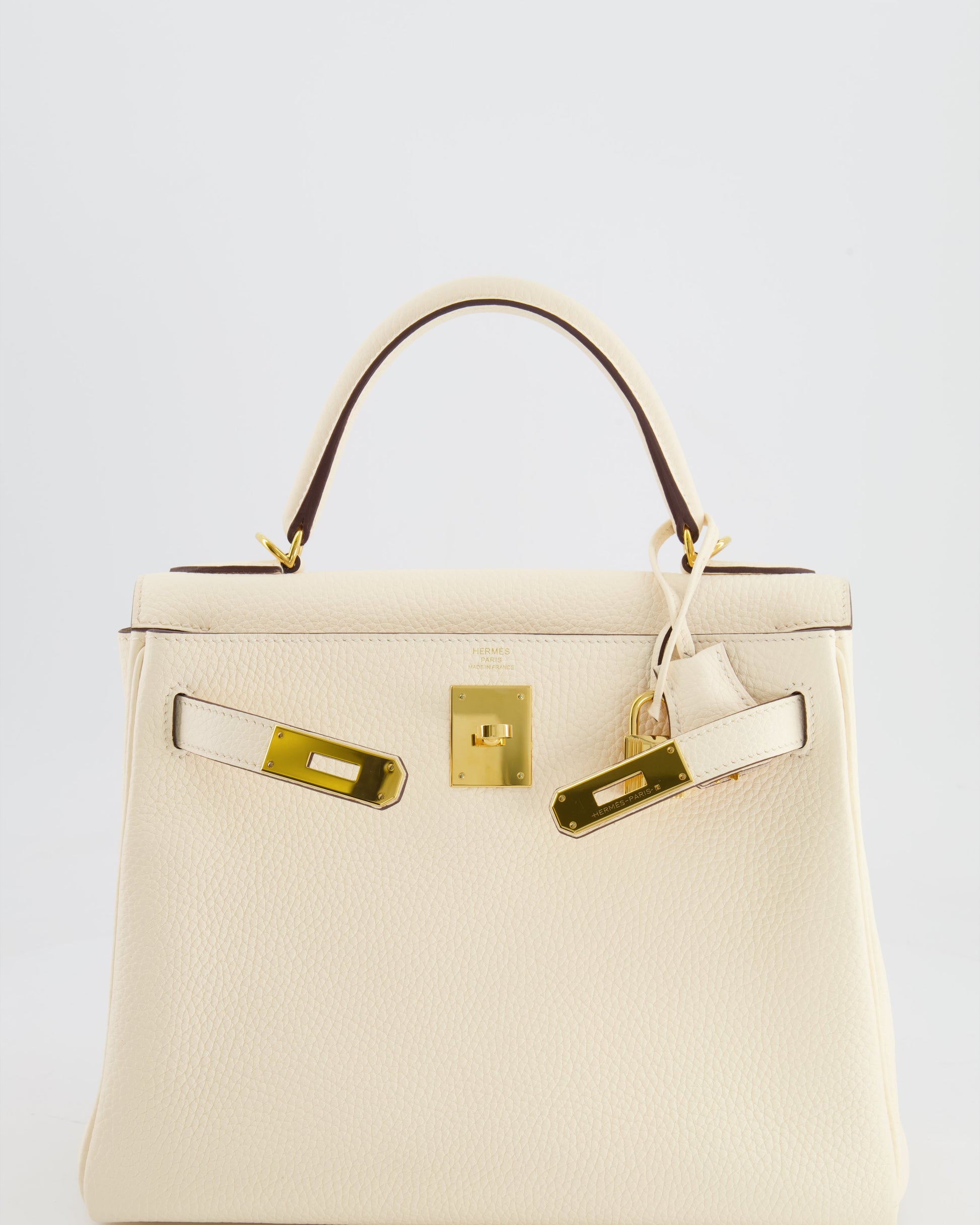 Hermes Kelly 28cm Retourne Bag in Nata Clemence Leather with Gold Hardware