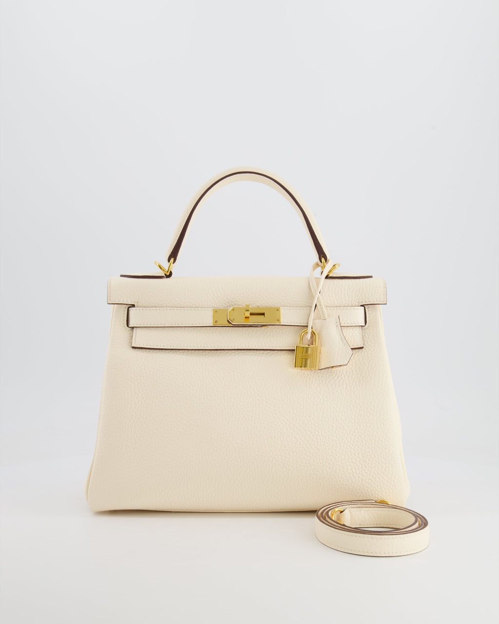 Hermes Kelly 28cm Retourne Bag in Nata Clemence Leather with Gold Hardware