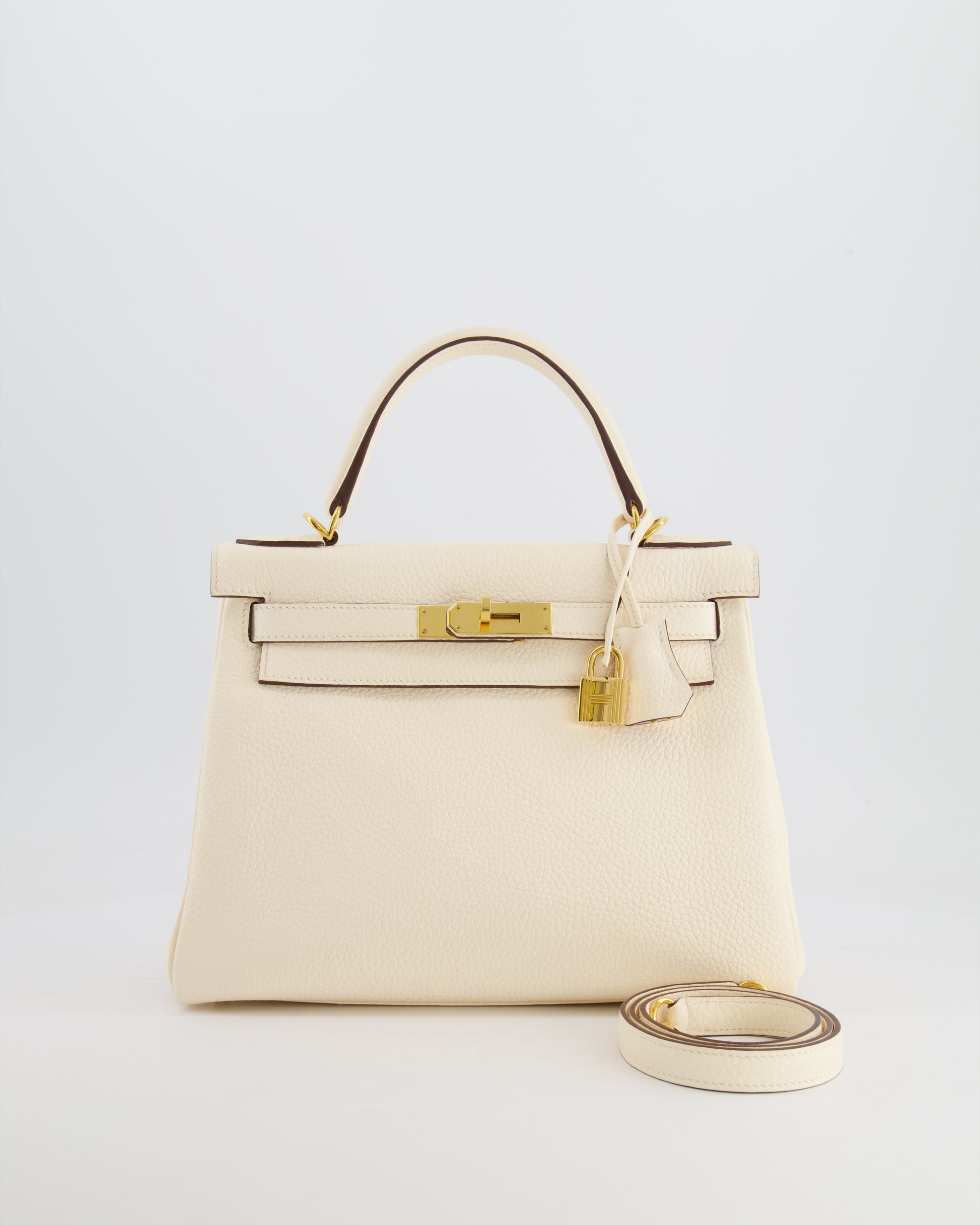 Hermes Kelly 28cm Retourne Bag in Nata Clemence Leather with Gold Hardware