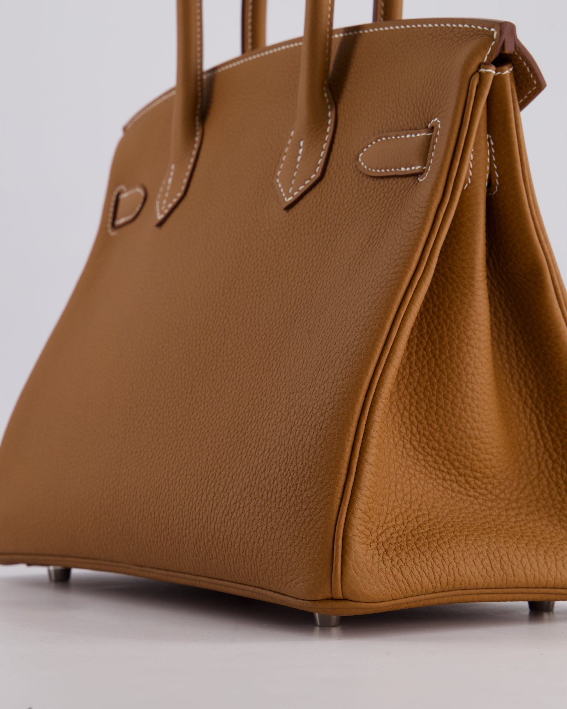 Hermes Birkin Bag 30cm Retourne in Gold Togo Leather with Palladium Hardware