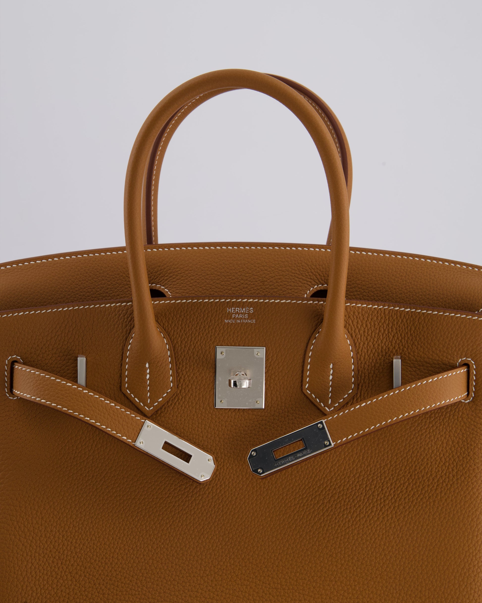 Hermes Birkin Bag 30cm Retourne in Gold Togo Leather with Palladium Hardware
