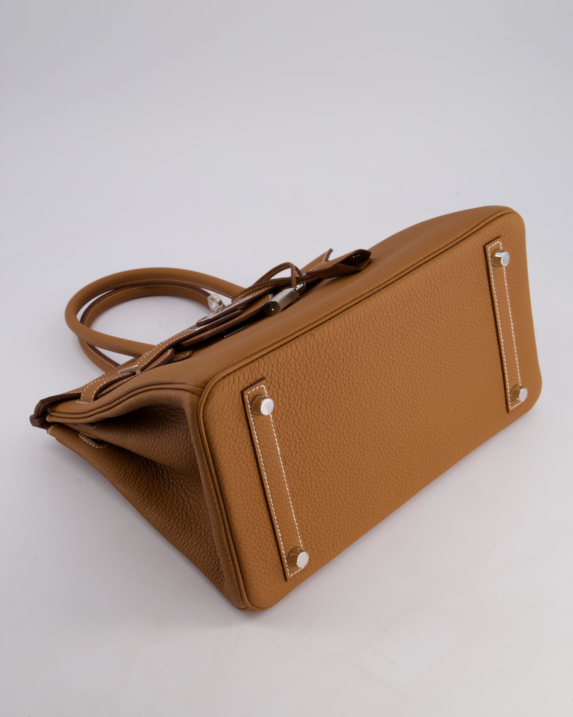 Hermes Birkin Bag 30cm Retourne in Gold Togo Leather with Palladium Hardware