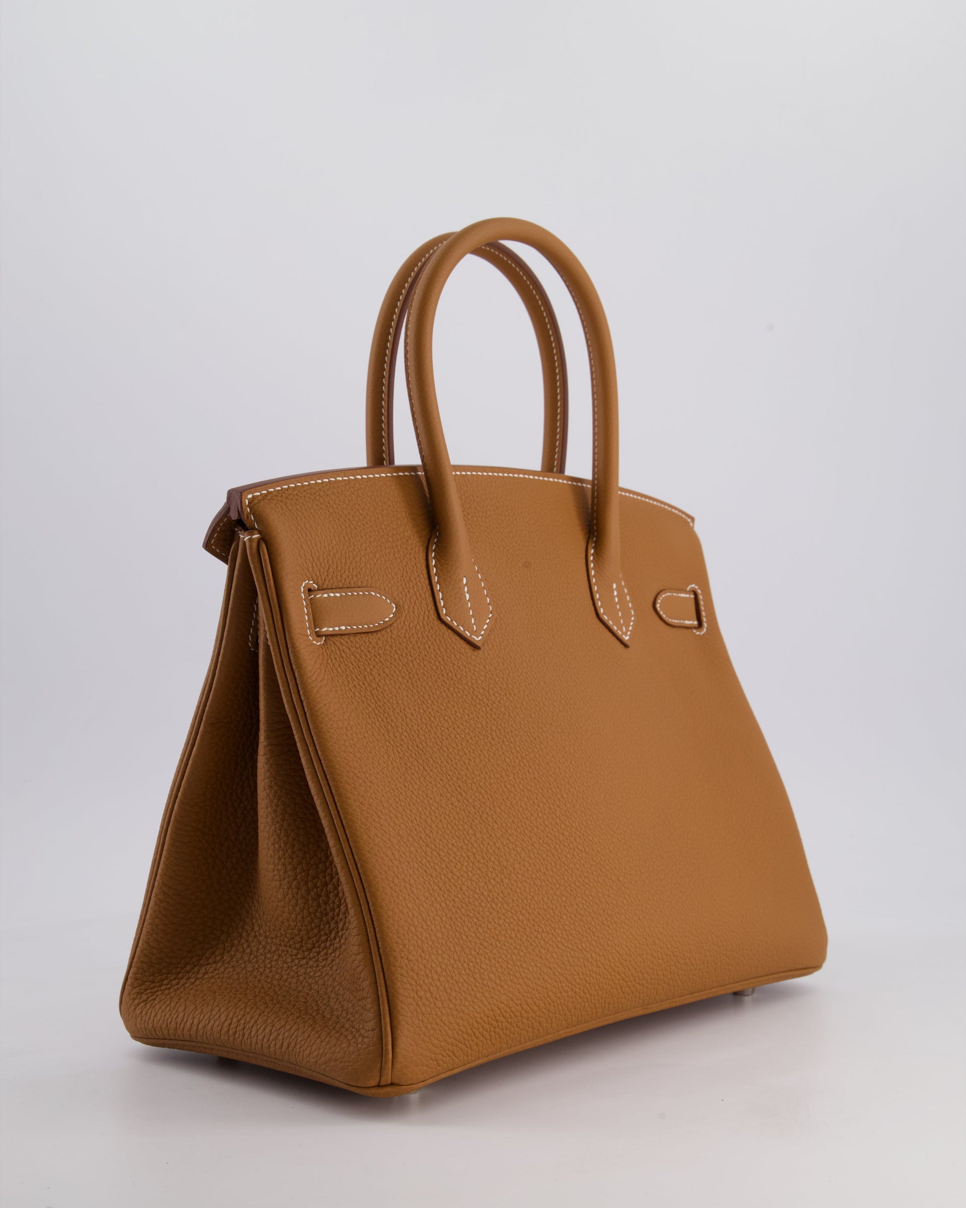 Hermes Birkin Bag 30cm Retourne in Gold Togo Leather with Palladium Hardware