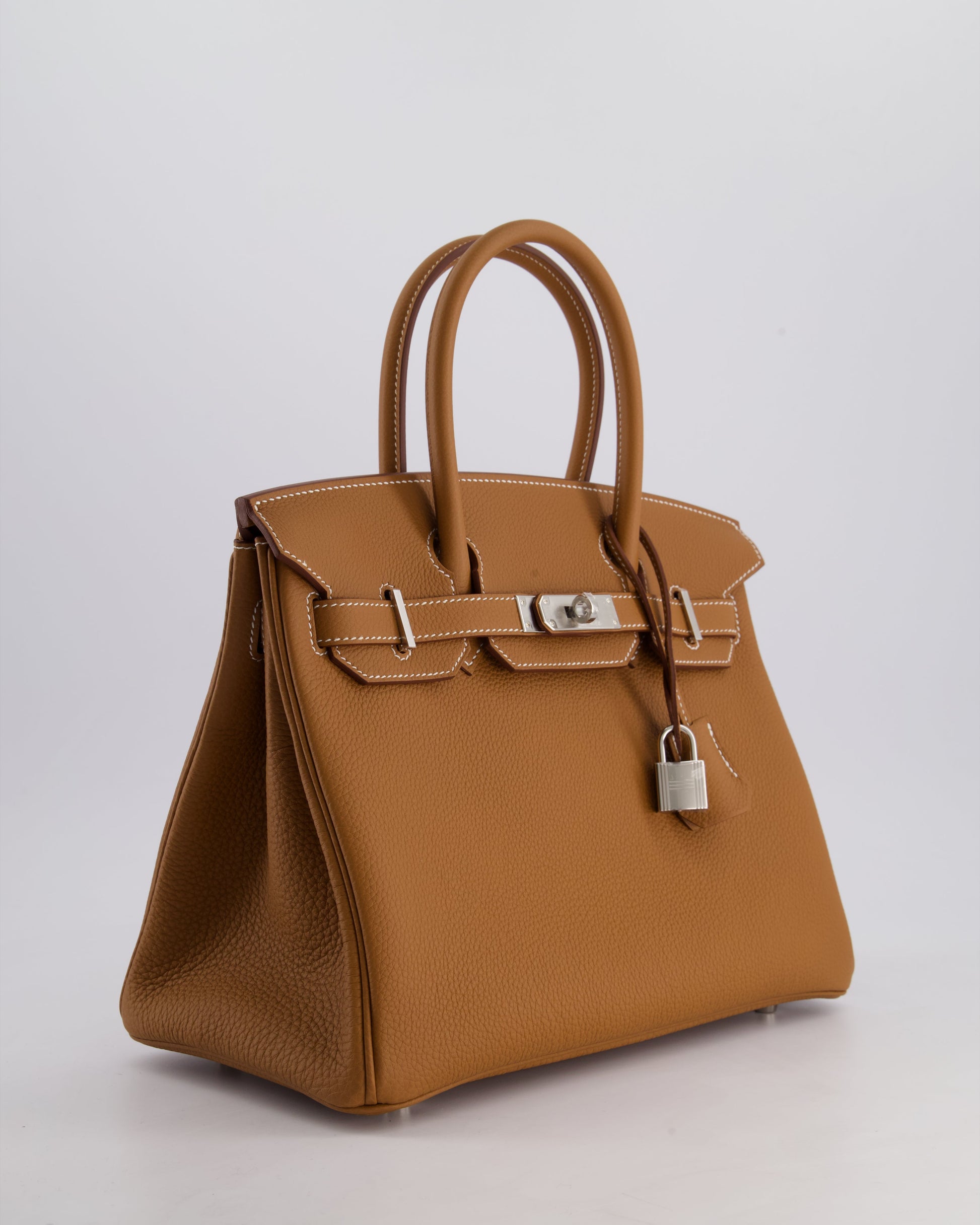 Hermes Birkin Bag 30cm Retourne in Gold Togo Leather with Palladium Hardware
