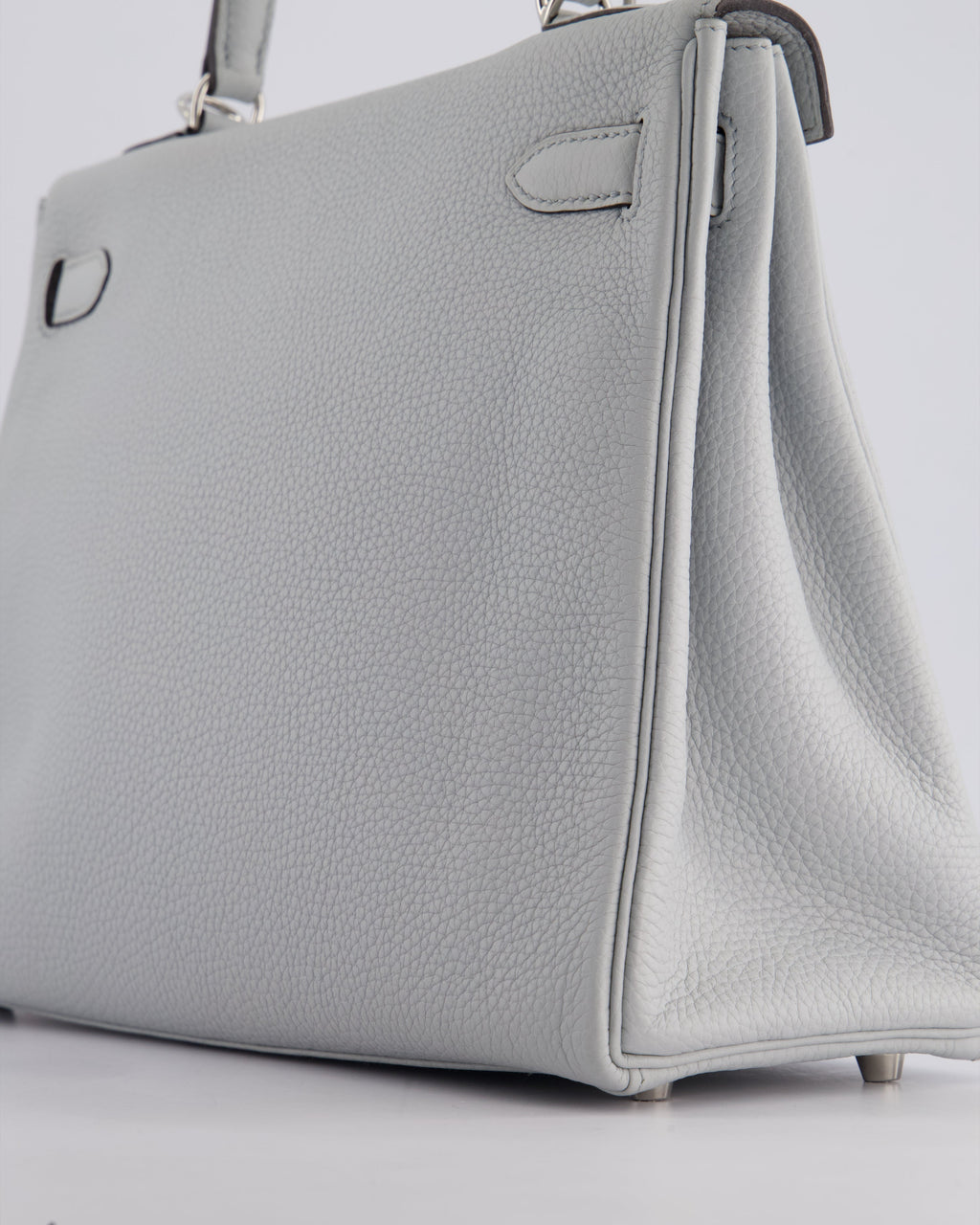 Hermes Kelly 32cm Retourne Bag in Bleu Glacier Togo Leather with Palladium Hardware