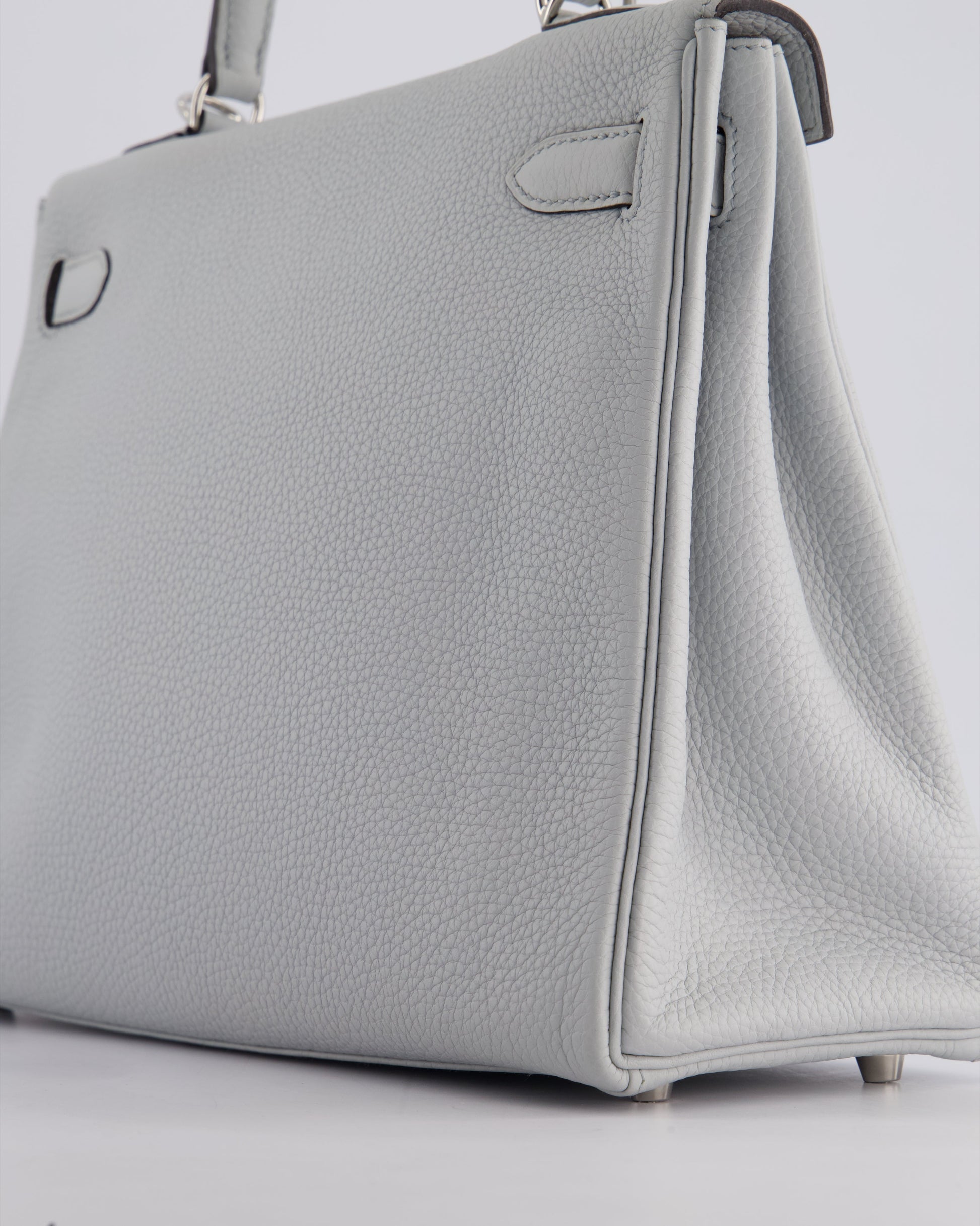 Hermes Kelly 32cm Retourne Bag in Bleu Glacier Togo Leather with Palladium Hardware