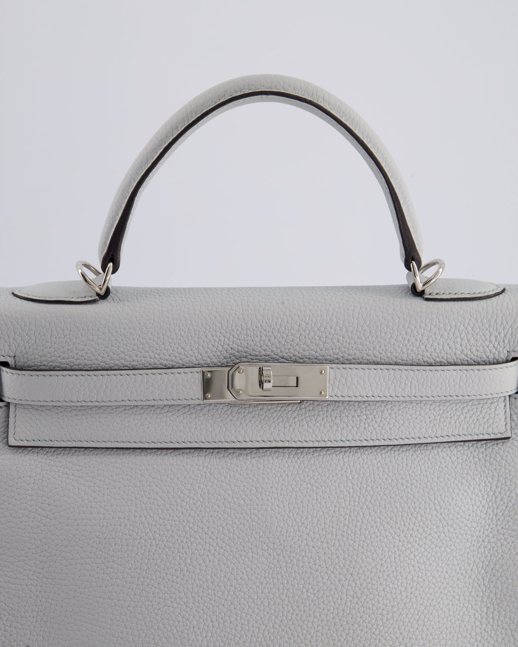 Hermes Kelly 32cm Retourne Bag in Bleu Glacier Togo Leather with Palladium Hardware