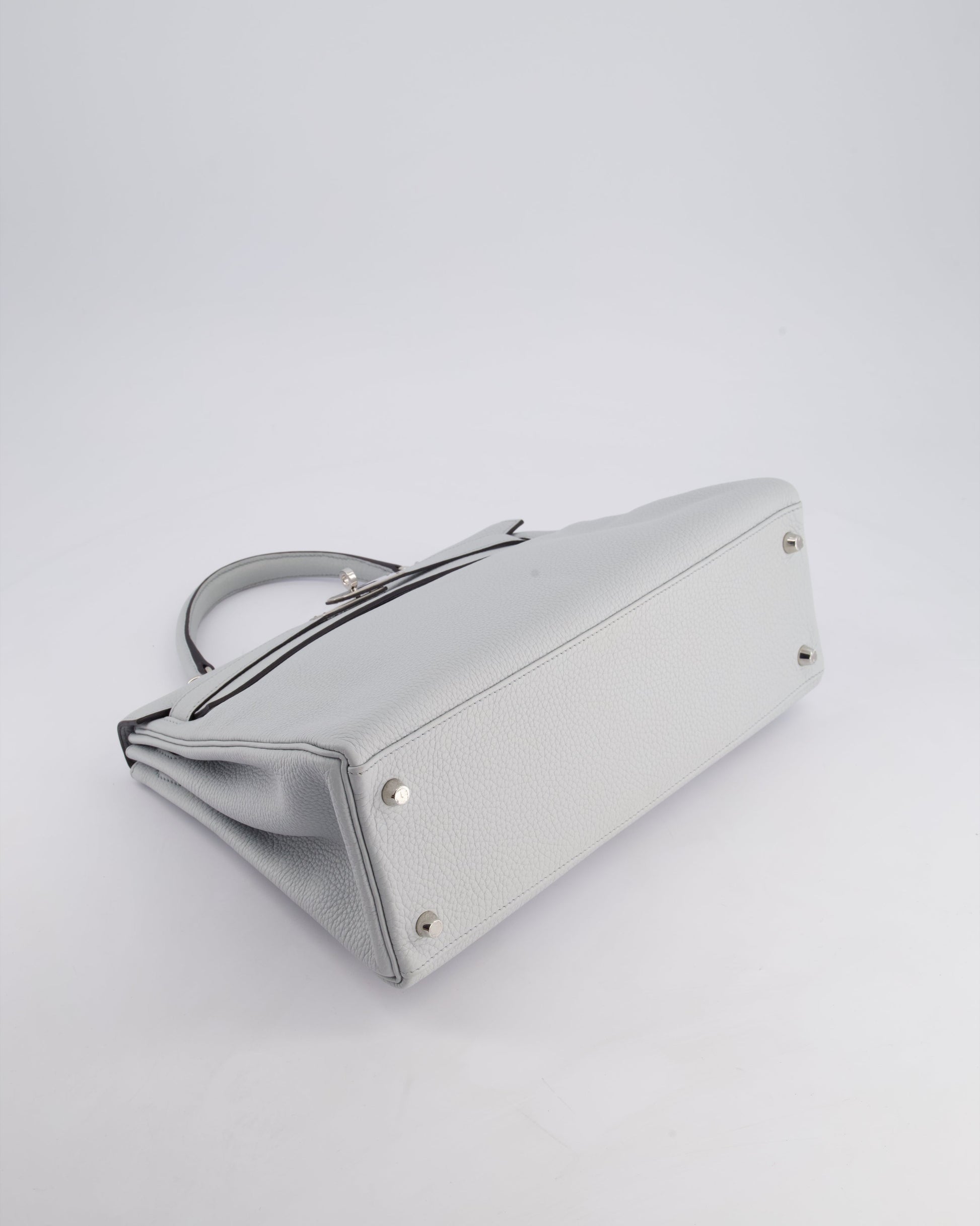 Hermes Kelly 32cm Retourne Bag in Bleu Glacier Togo Leather with Palladium Hardware