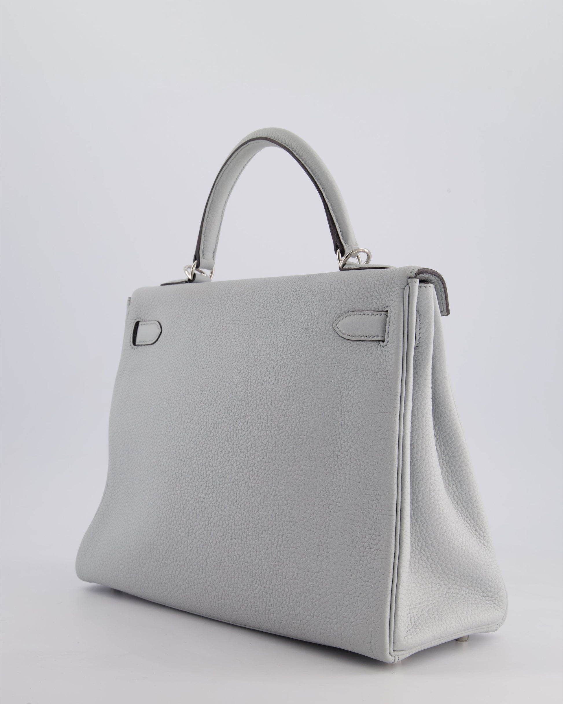 Hermes Kelly 32cm Retourne Bag in Bleu Glacier Togo Leather with Palladium Hardware