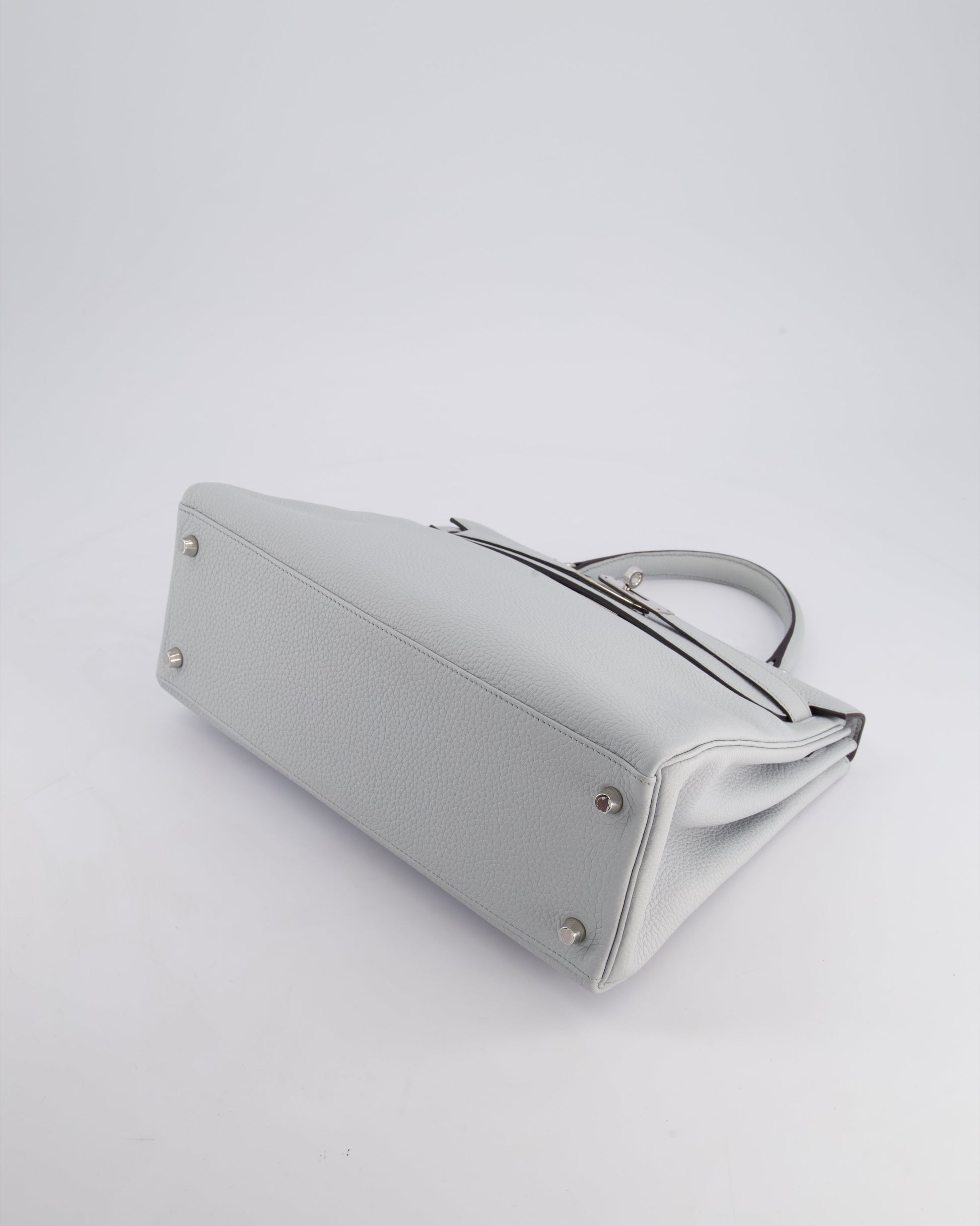 Hermes Kelly 32cm Retourne Bag in Bleu Glacier Togo Leather with Palladium Hardware