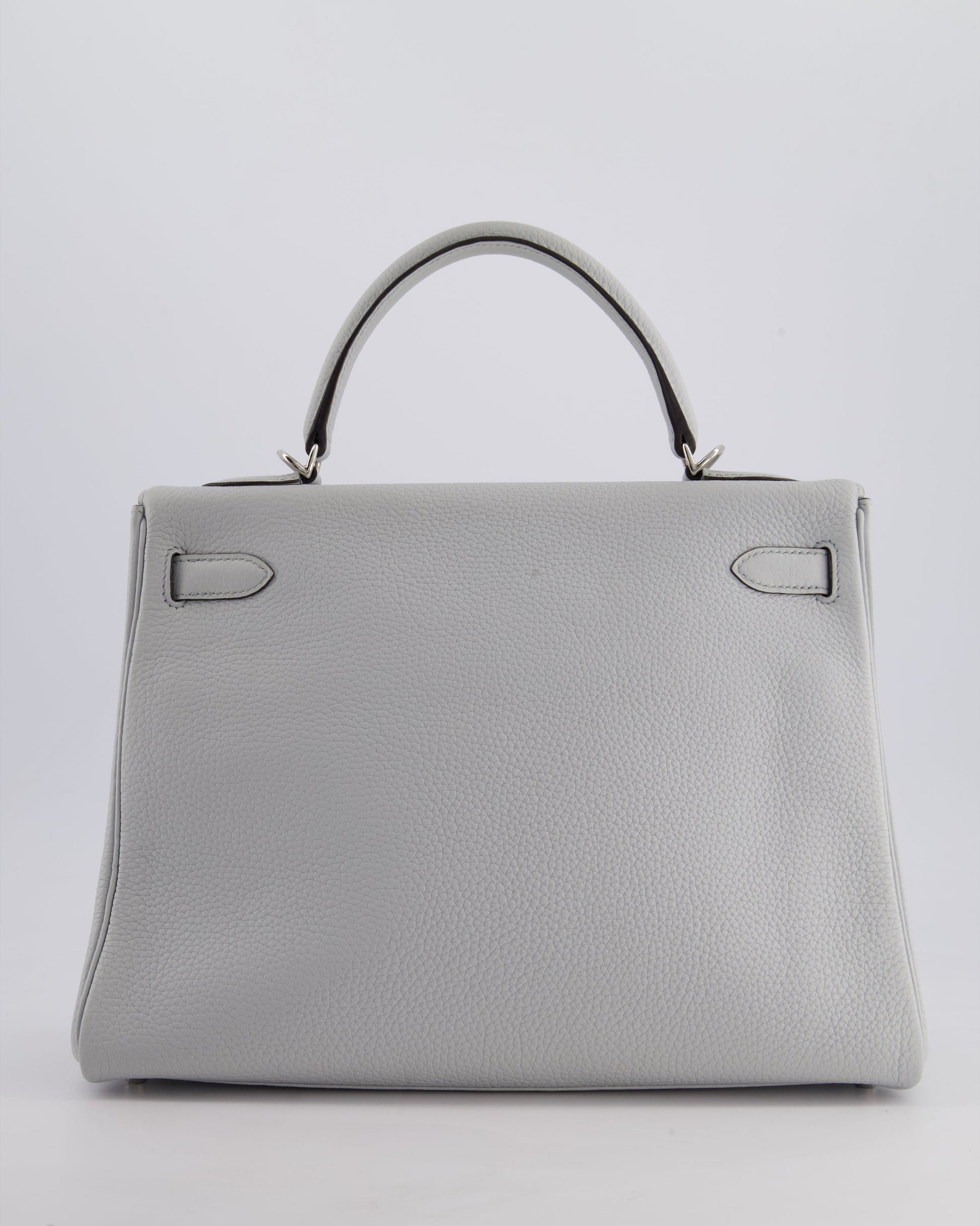 Hermes Kelly 32cm Retourne Bag in Bleu Glacier Togo Leather with Palladium Hardware