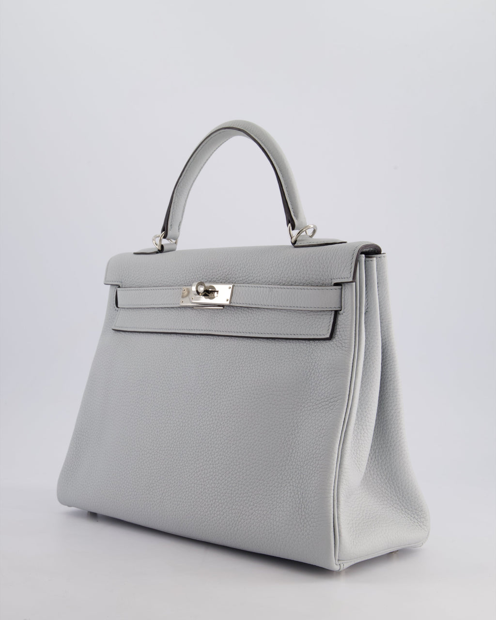 Hermes Kelly 32cm Retourne Bag in Bleu Glacier Togo Leather with Palladium Hardware