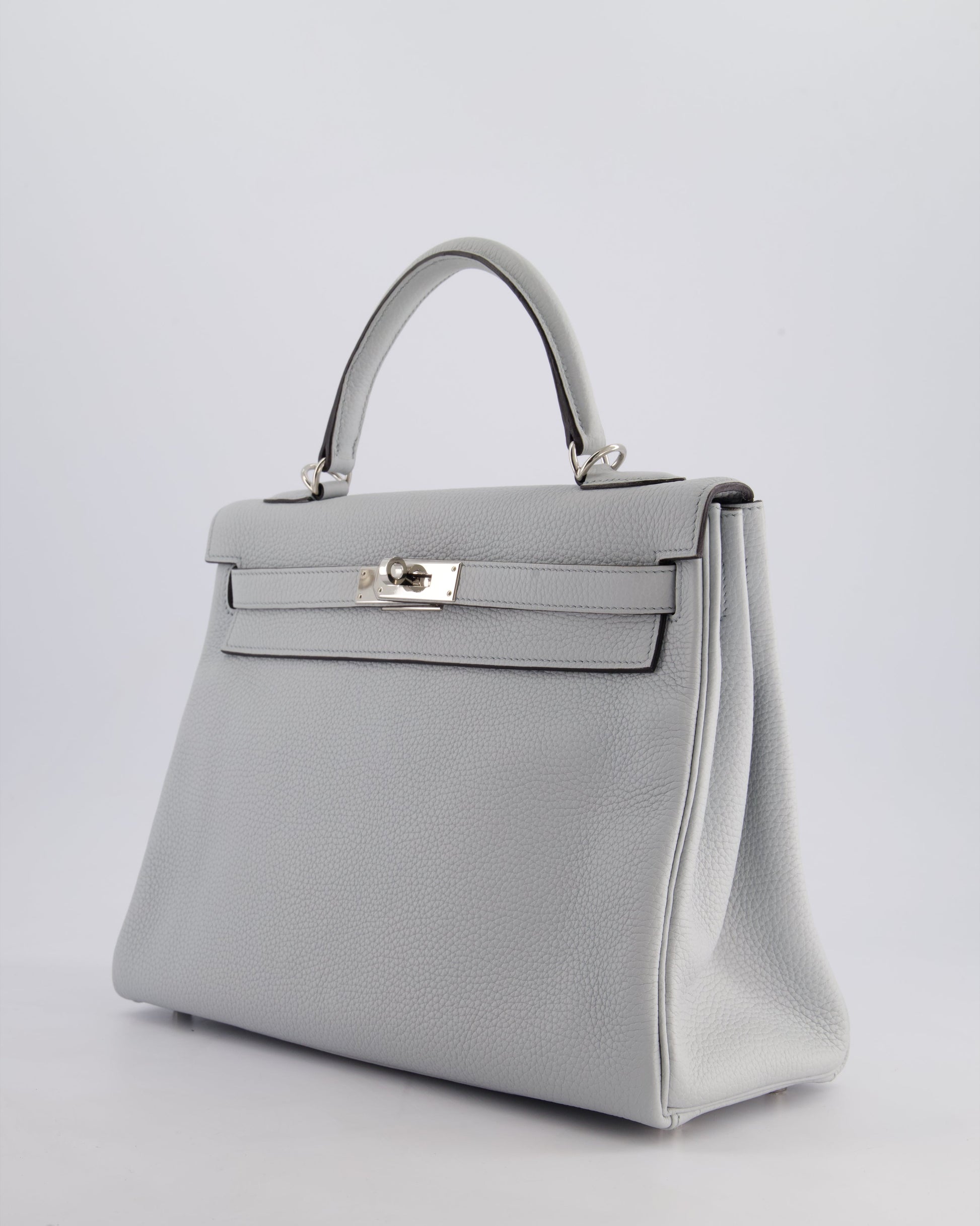Hermes Kelly 32cm Retourne Bag in Bleu Glacier Togo Leather with Palladium Hardware