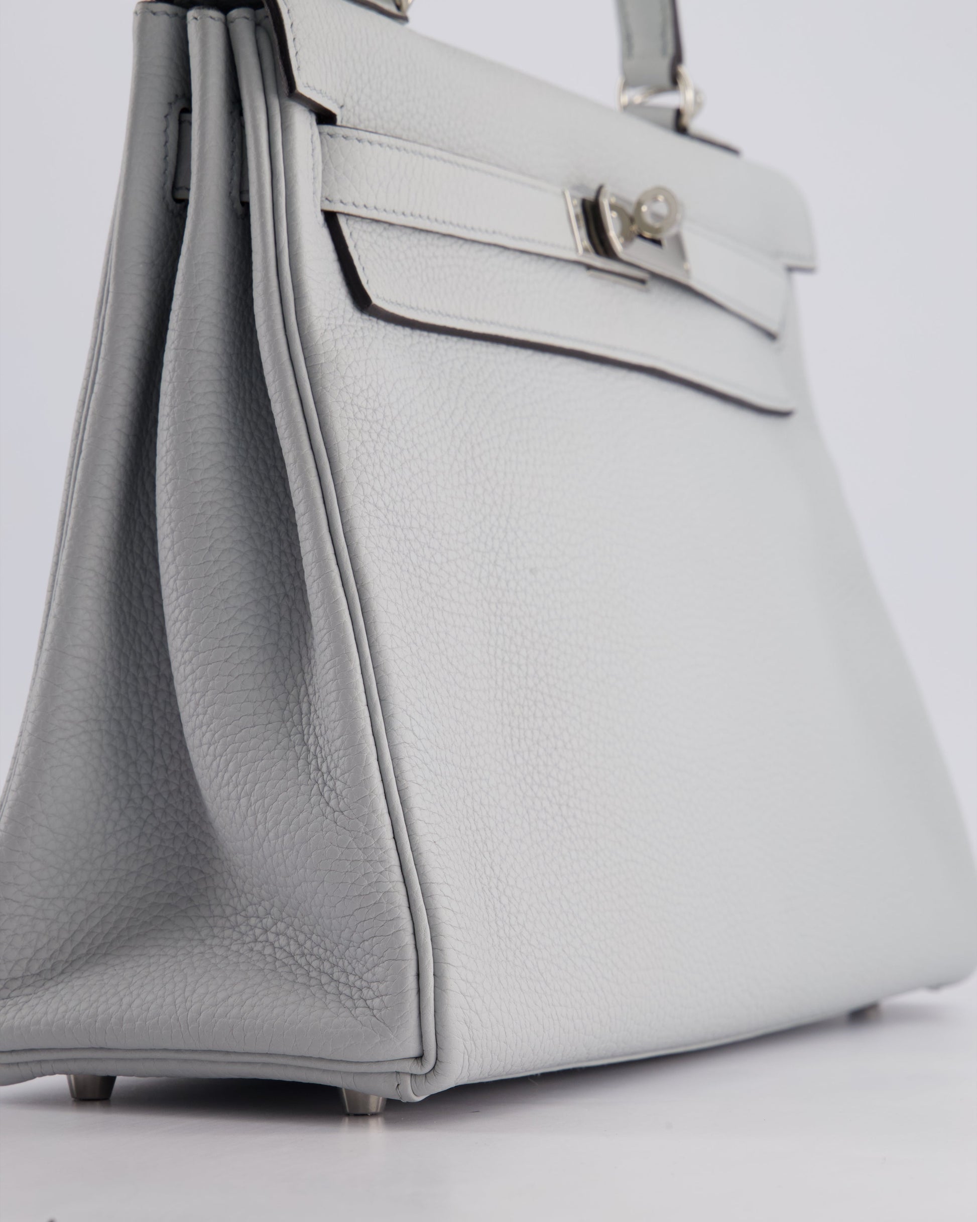 Hermes Kelly 32cm Retourne Bag in Bleu Glacier Togo Leather with Palladium Hardware