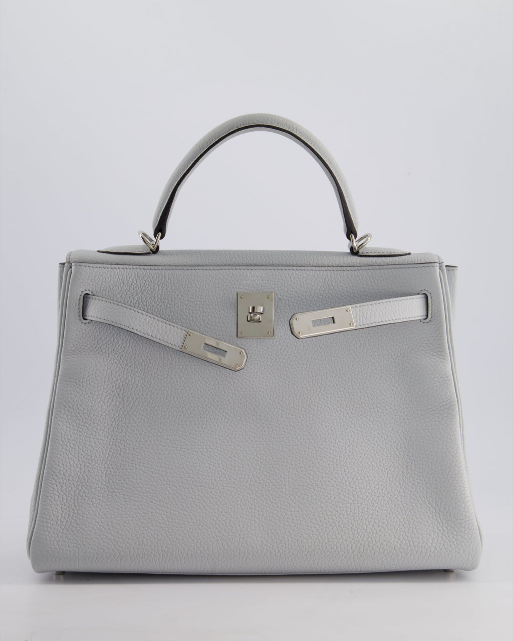 Hermes Kelly 32cm Retourne Bag in Bleu Glacier Togo Leather with Palladium Hardware