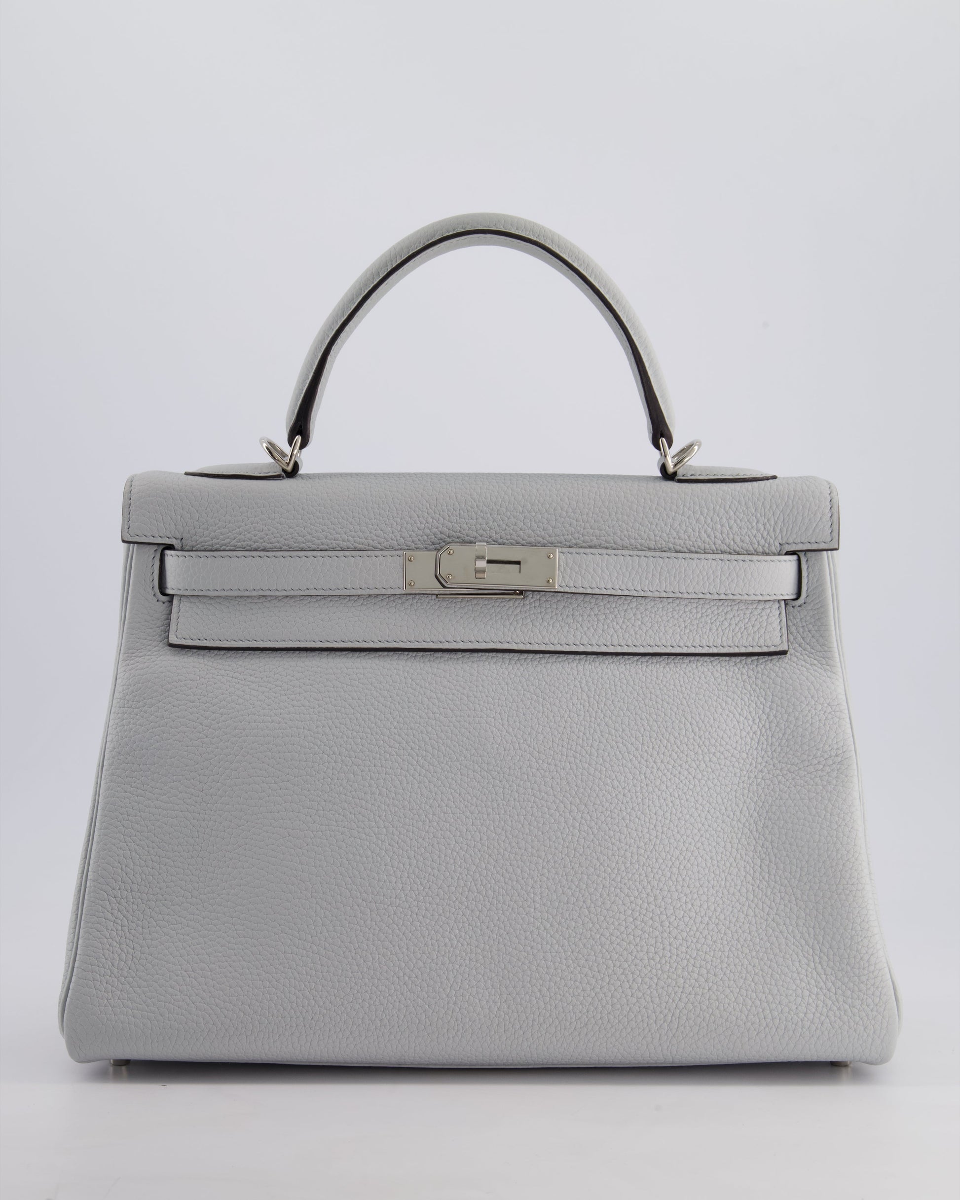 Hermes Kelly 32cm Retourne Bag in Bleu Glacier Togo Leather with Palladium Hardware