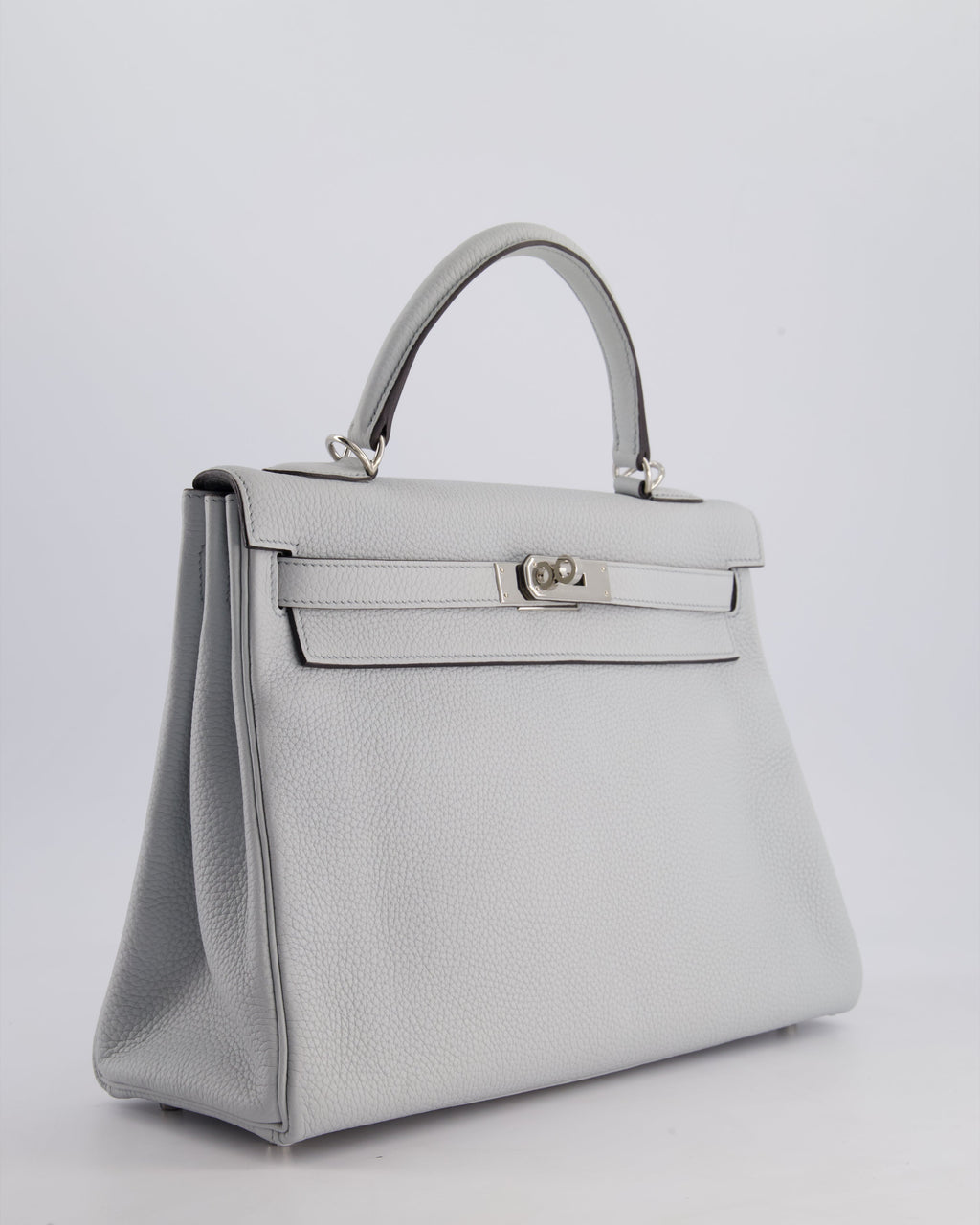 Hermes Kelly 32cm Retourne Bag in Bleu Glacier Togo Leather with Palladium Hardware