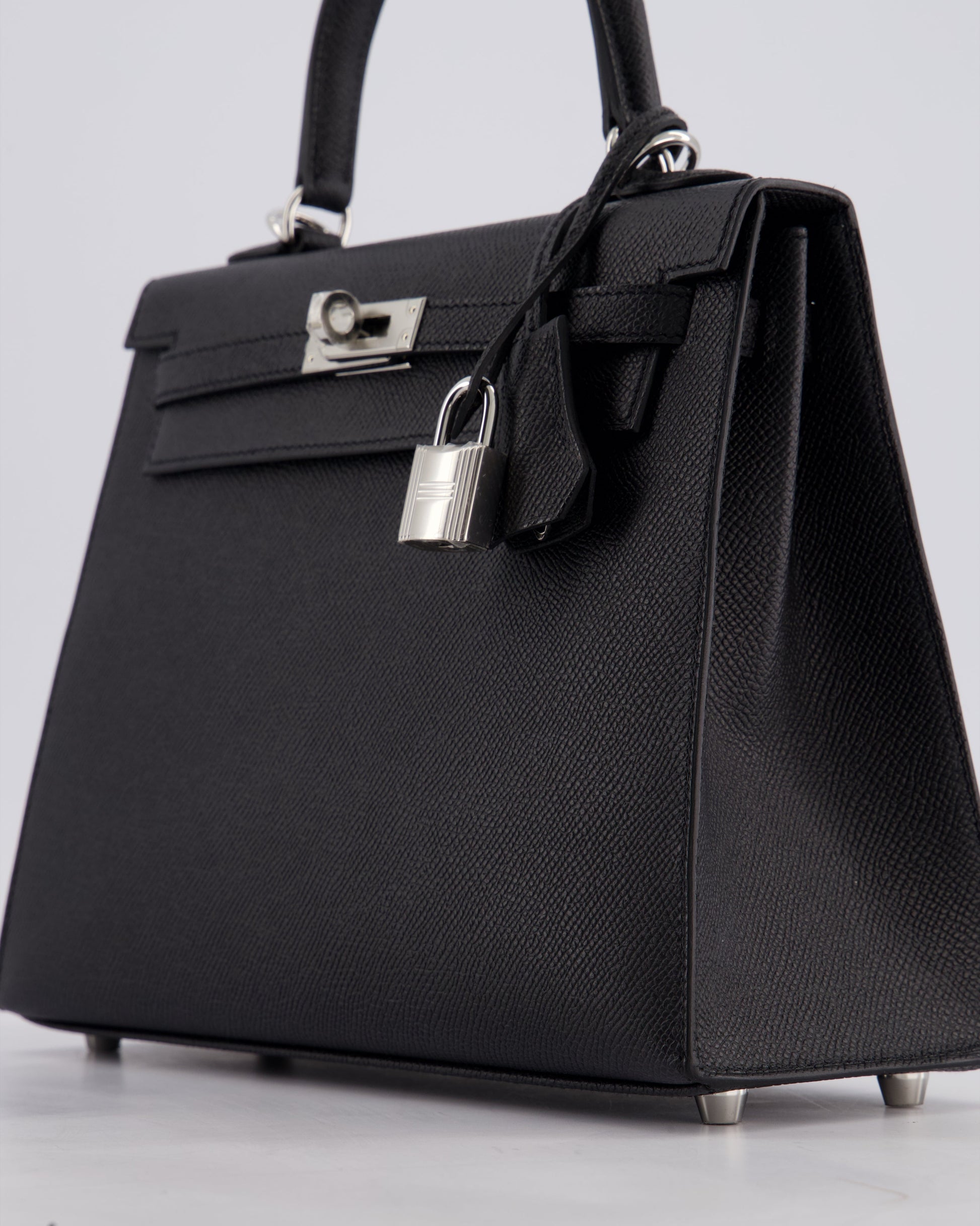 Hermes Kelly Bag Sellier 25cm in Noir Epsom Leather with Palladium Hardware