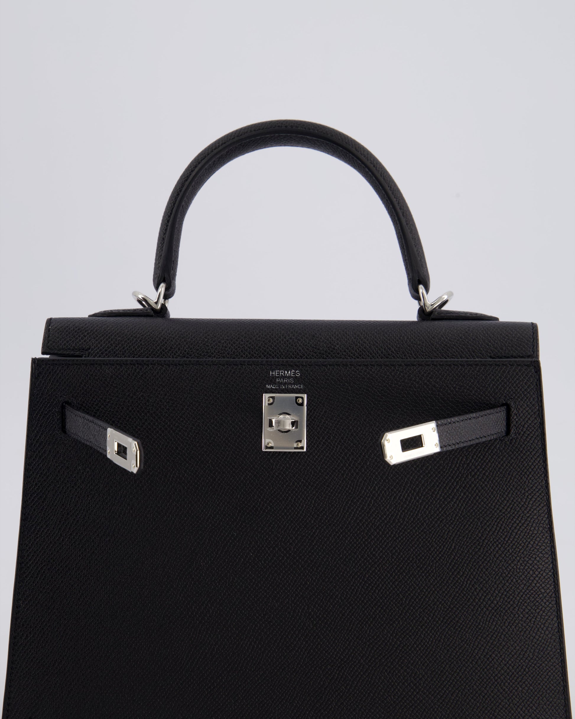 Hermes Kelly Bag Sellier 25cm in Noir Epsom Leather with Palladium Hardware