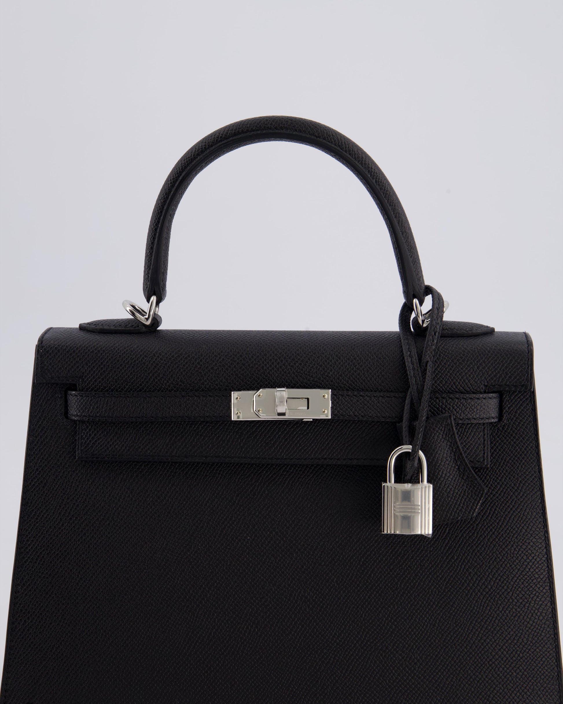 Hermes Kelly Bag Sellier 25cm in Noir Epsom Leather with Palladium Hardware