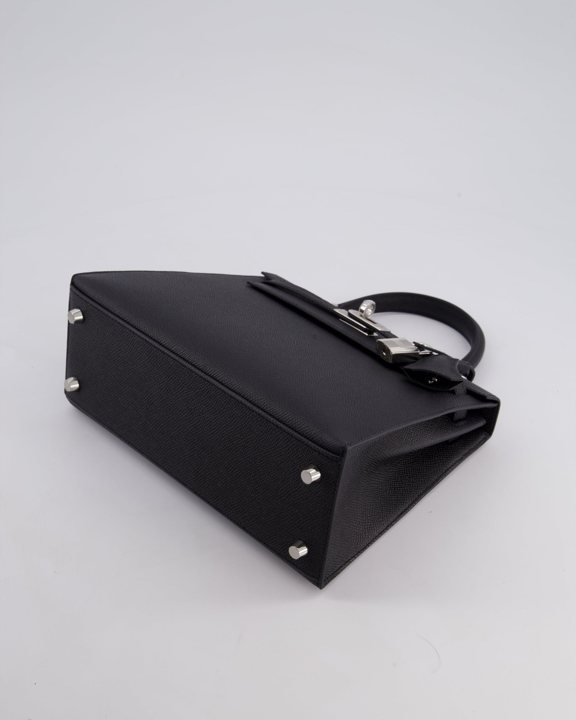 Hermes Kelly Bag Sellier 25cm in Noir Epsom Leather with Palladium Hardware