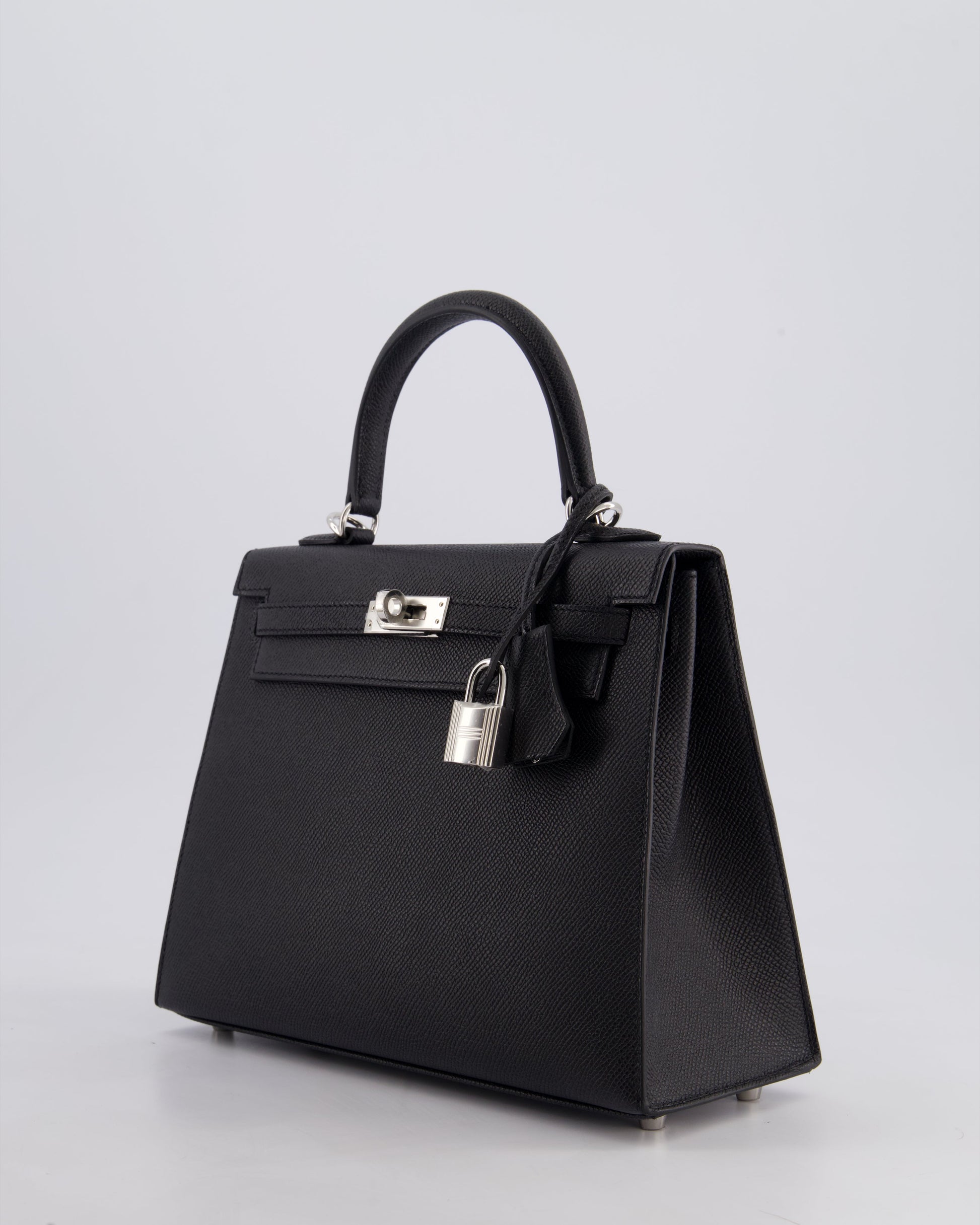 Hermes Kelly Bag Sellier 25cm in Noir Epsom Leather with Palladium Hardware