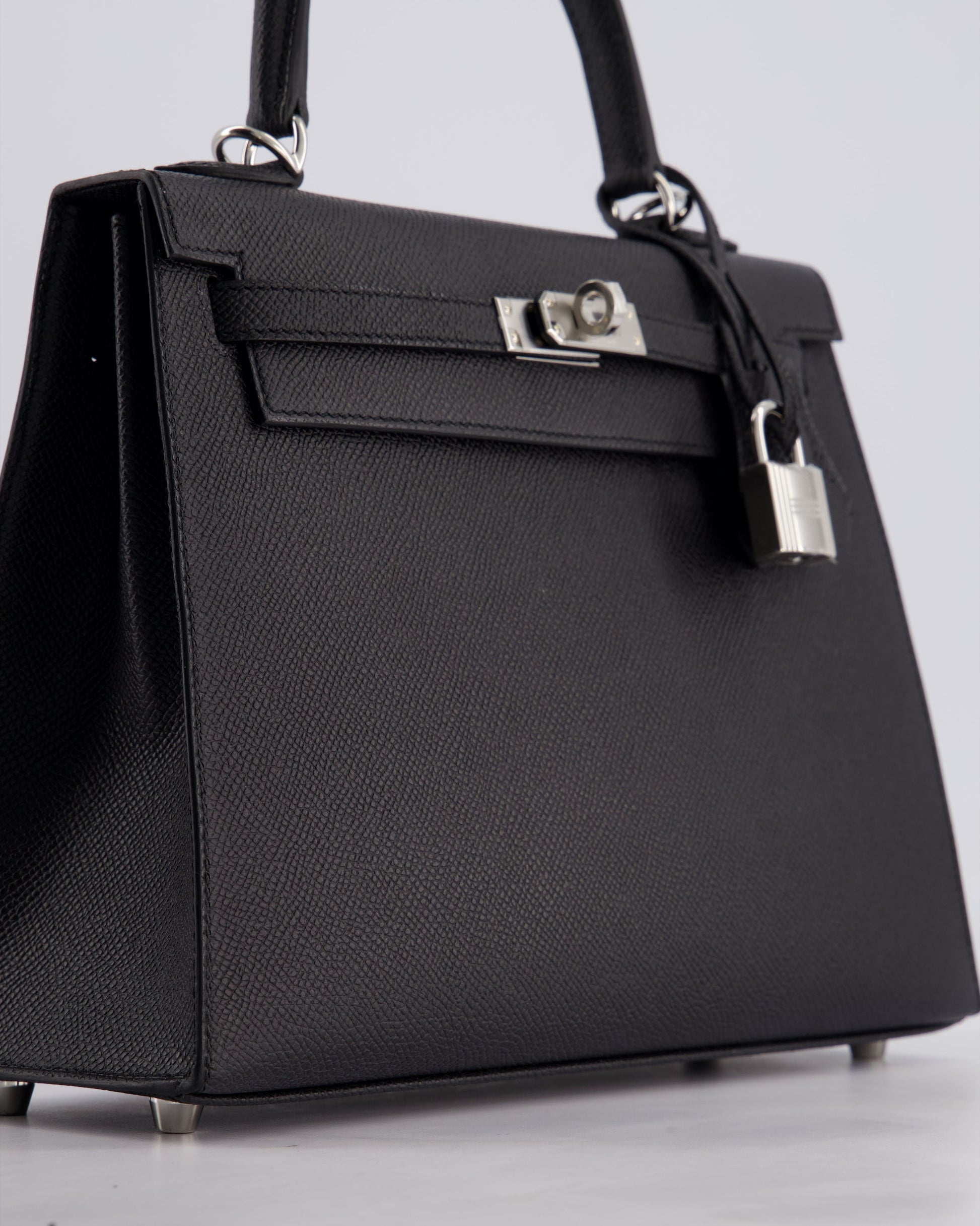 Hermes Kelly Bag Sellier 25cm in Noir Epsom Leather with Palladium Hardware