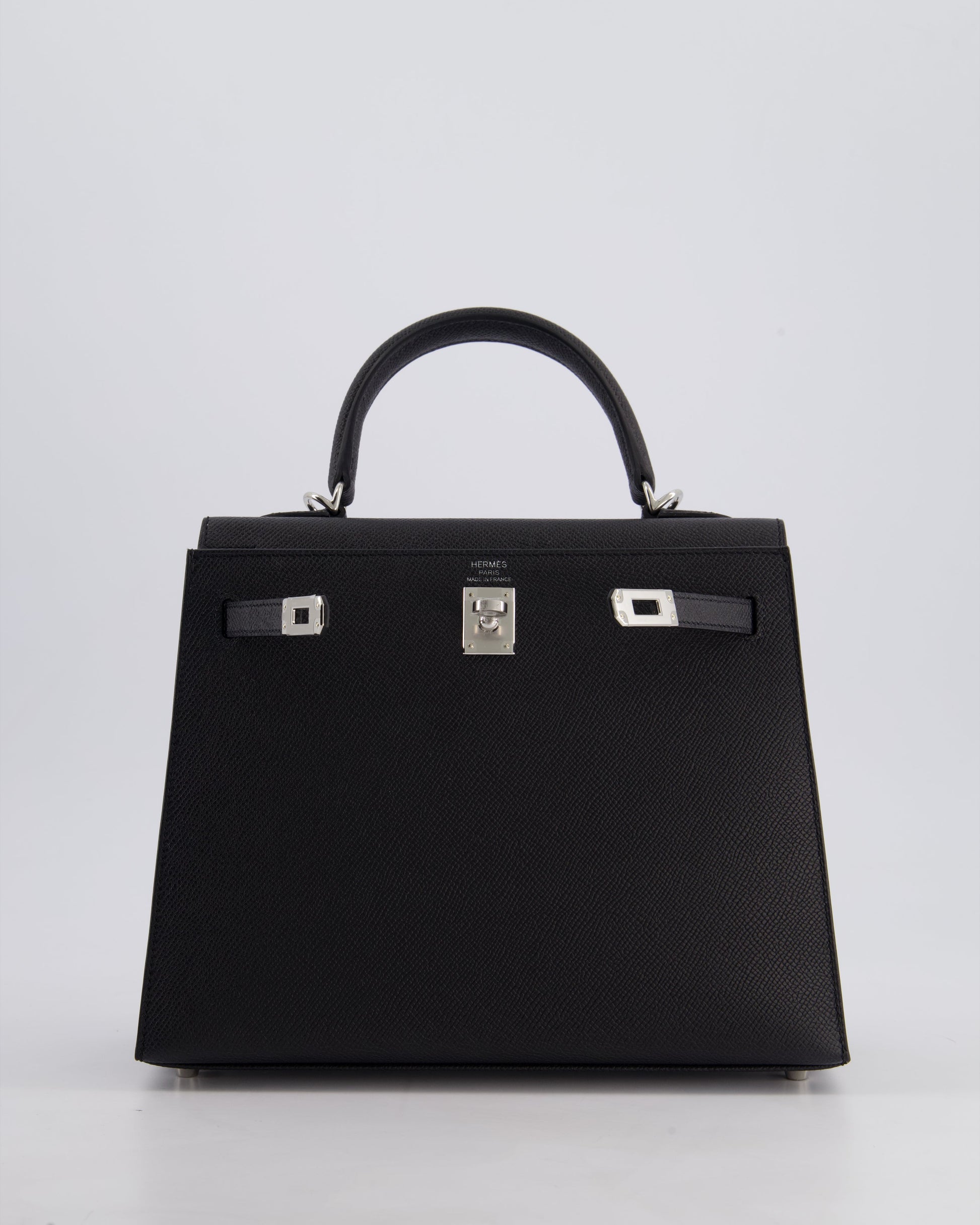 Hermes Kelly Bag Sellier 25cm in Noir Epsom Leather with Palladium Hardware