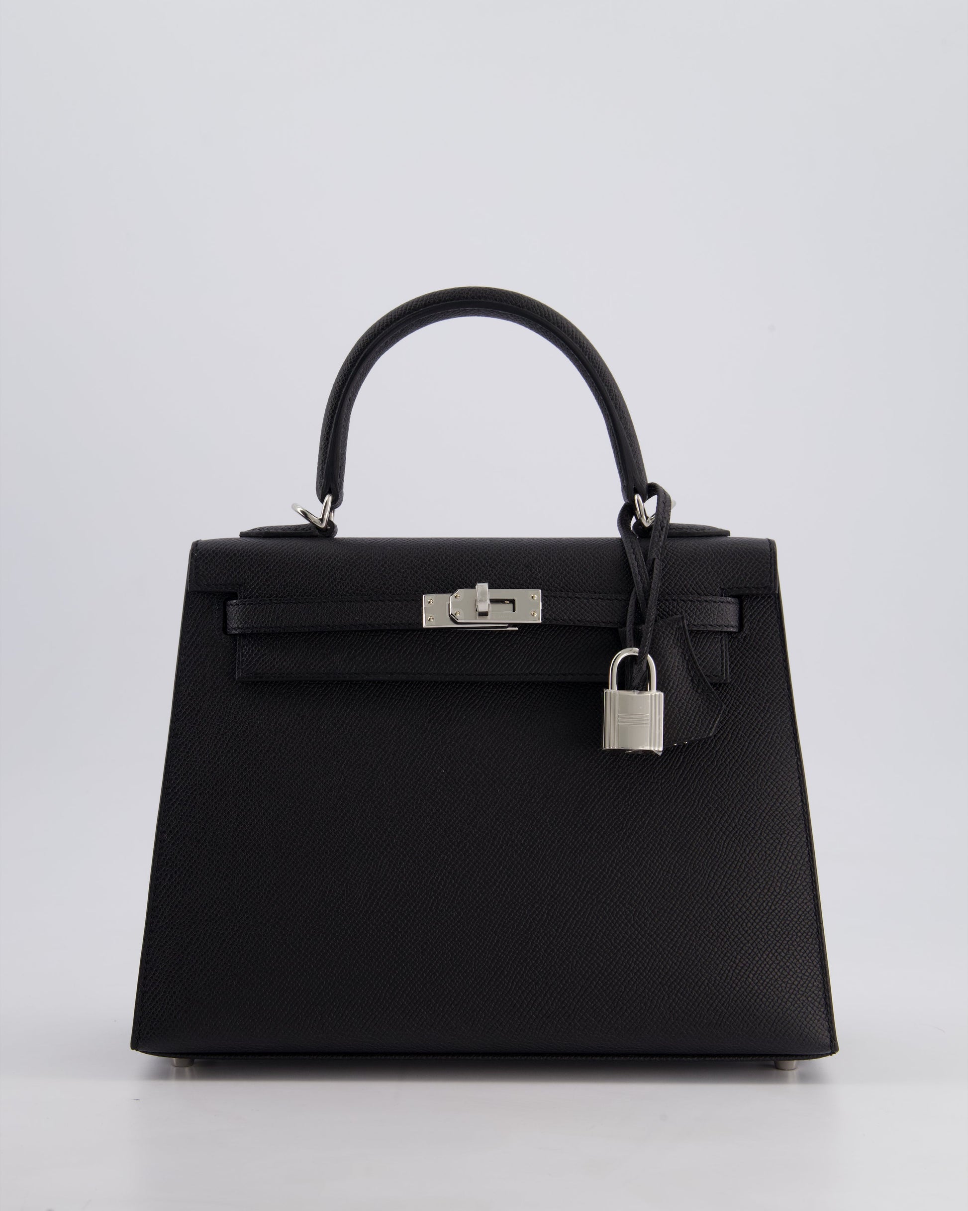 Hermes Kelly Bag Sellier 25cm in Noir Epsom Leather with Palladium Hardware
