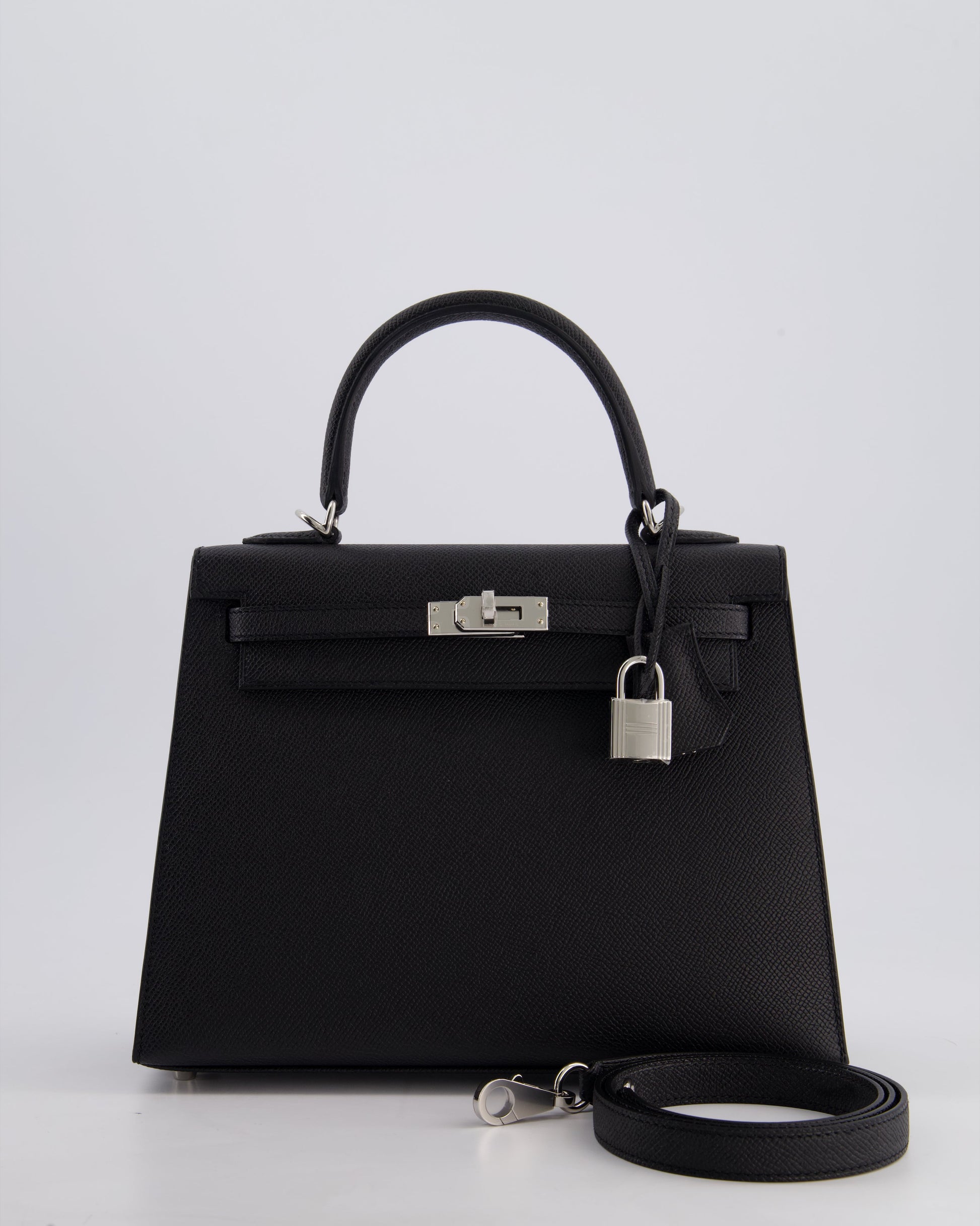 Hermes Kelly Bag Sellier 25cm in Noir Epsom Leather with Palladium Hardware